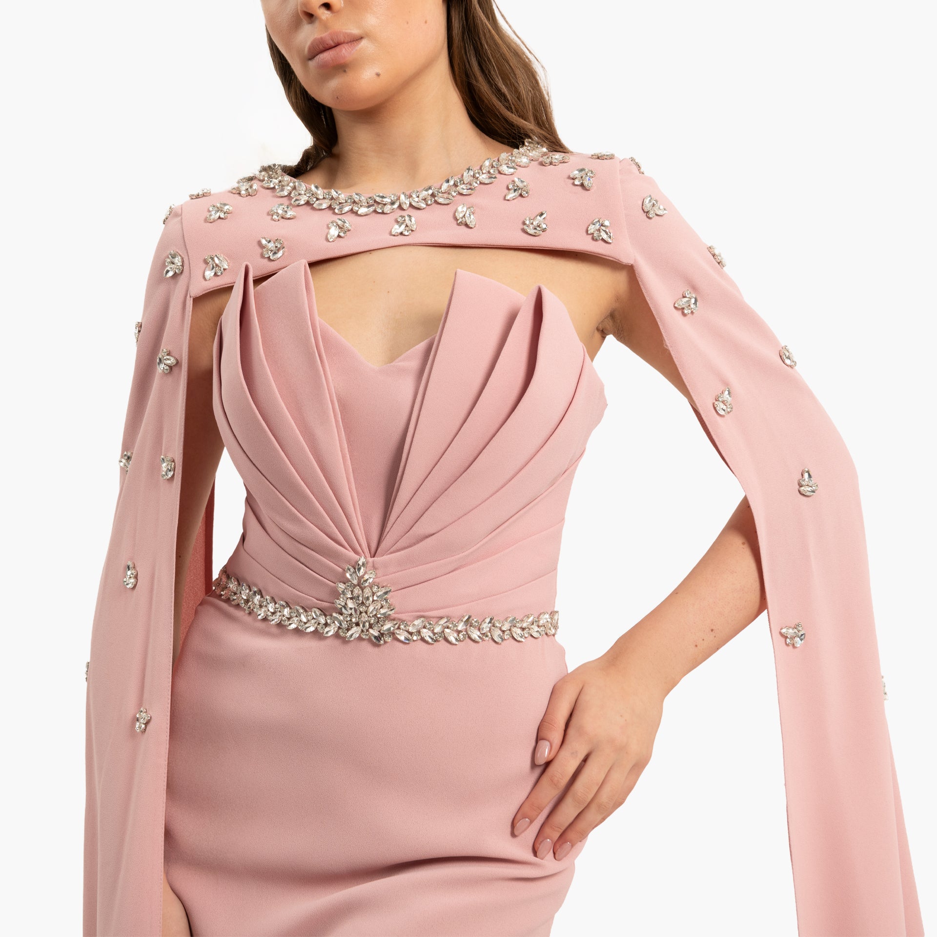 Women's Delicate Pink Dress with Cape By WECRE8