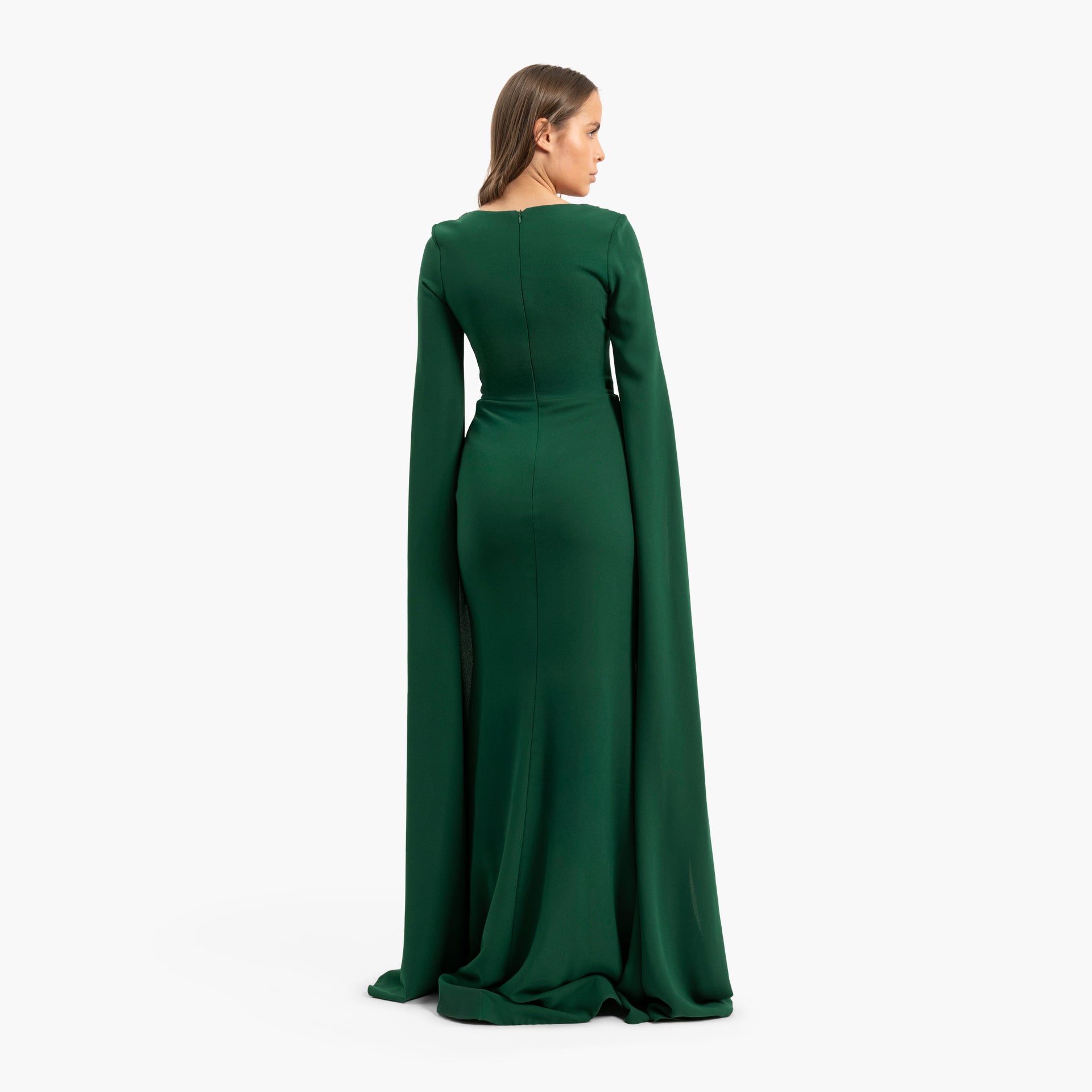 Women's Delicate Green Dress with Cape Sleeves By WECRE8