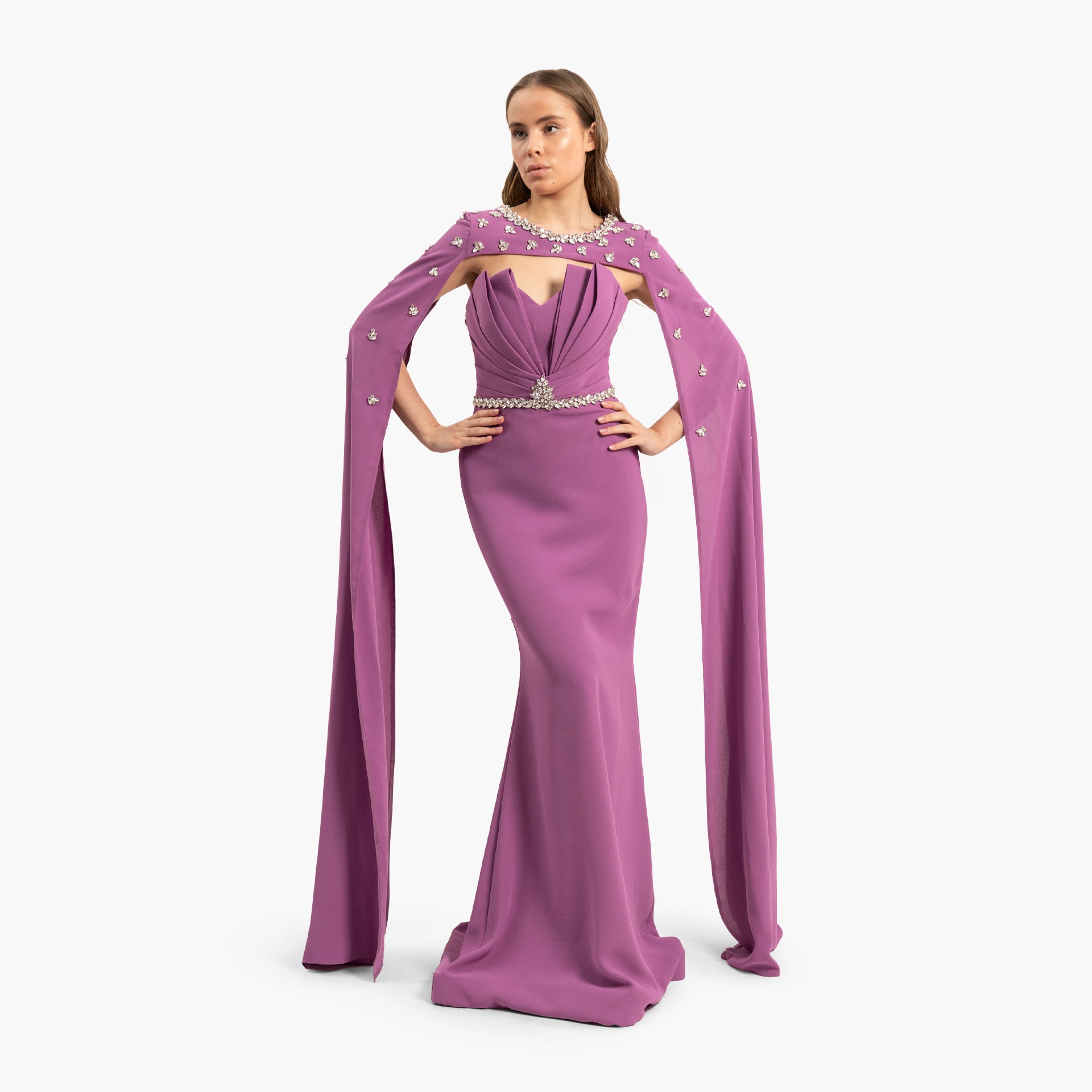 Women Delicate Purple Dress with Cape By WECRE8