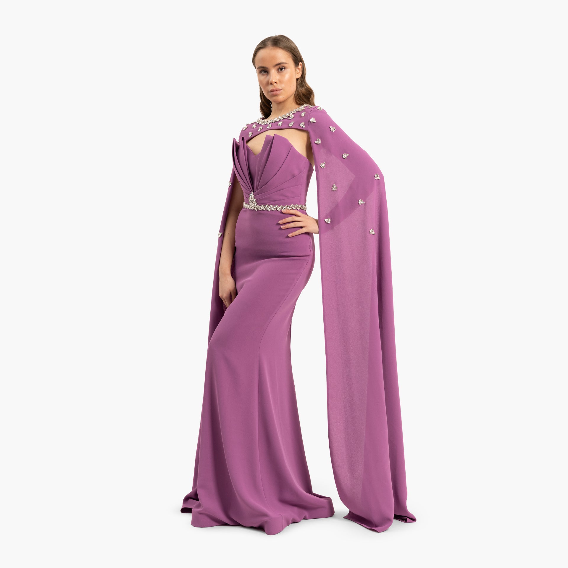 Women Delicate Purple Dress with Cape By WECRE8