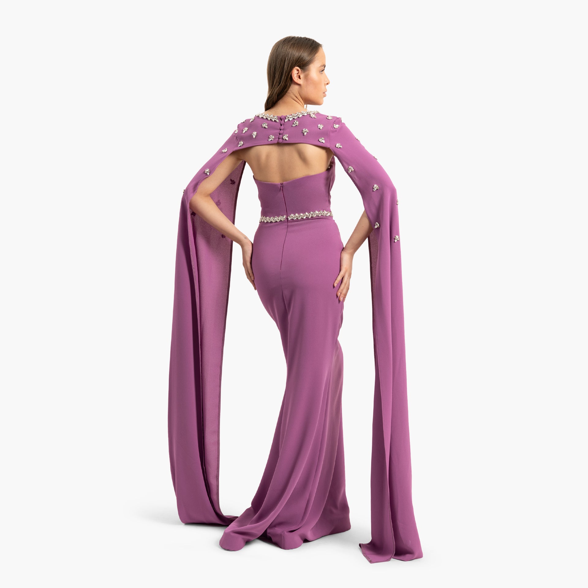 Women's Delicate Purple Dress with Cape By WECRE8