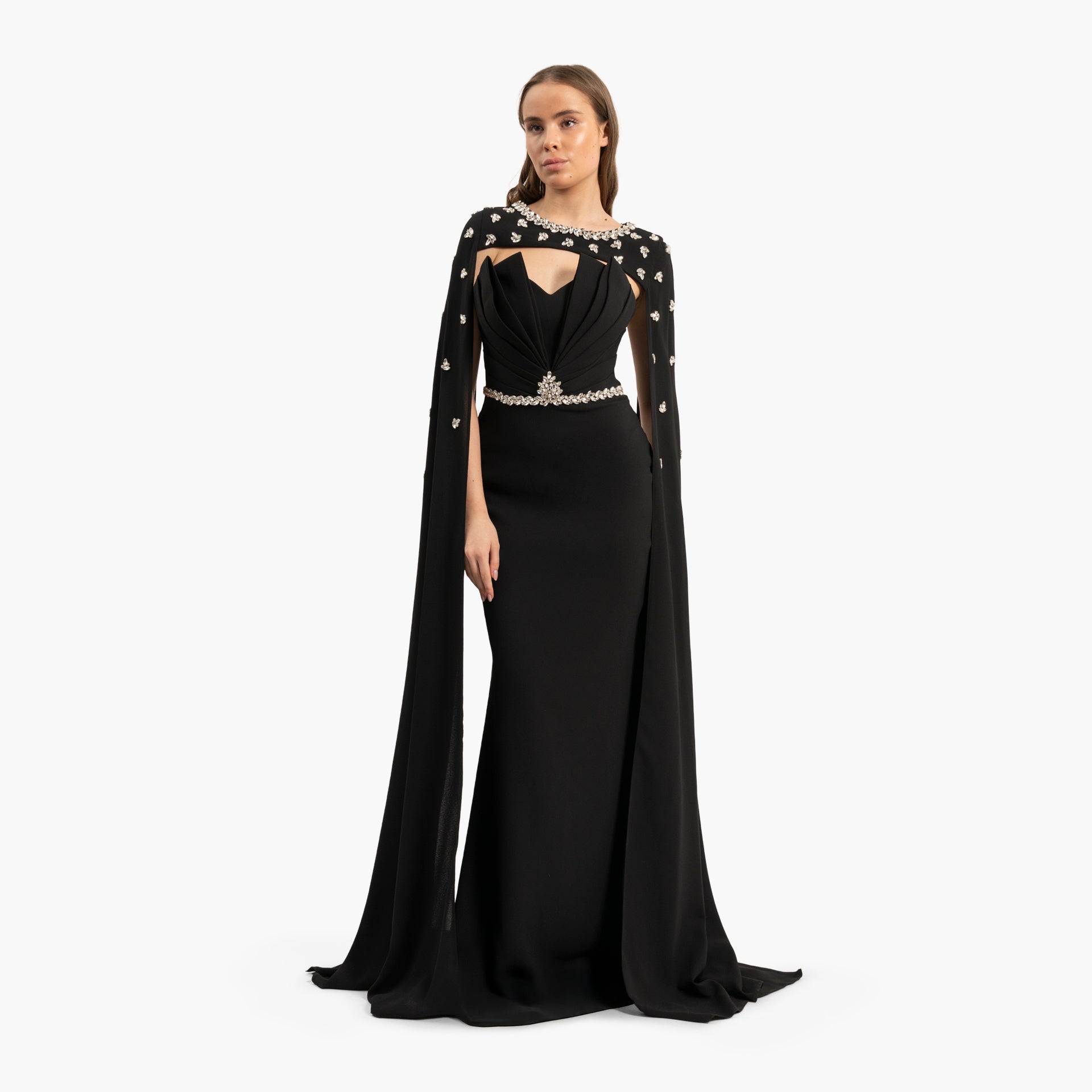 Women's Delicate Black Dress with Cape By WECRE8