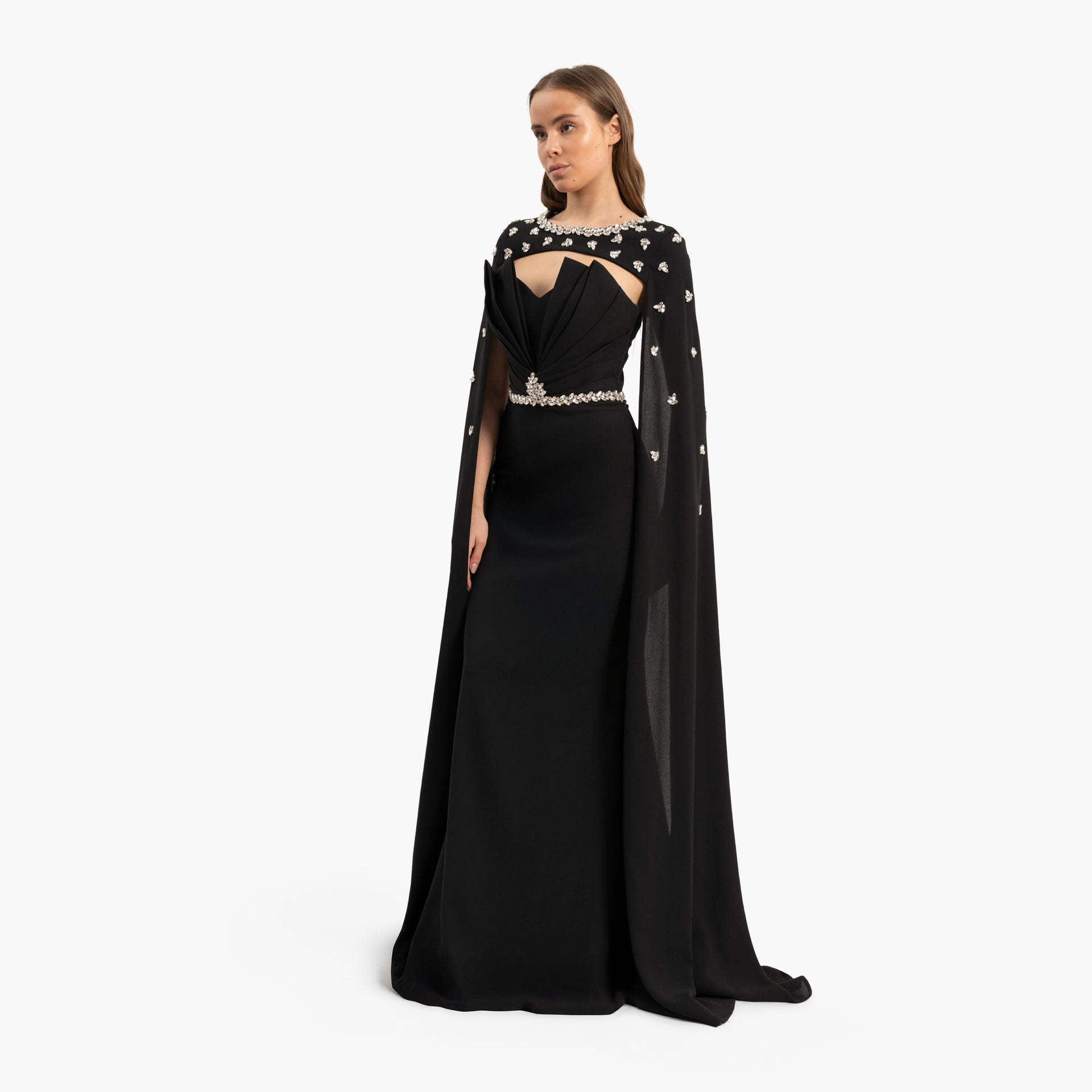 Women's Delicate Black Dress with Cape By WECRE8