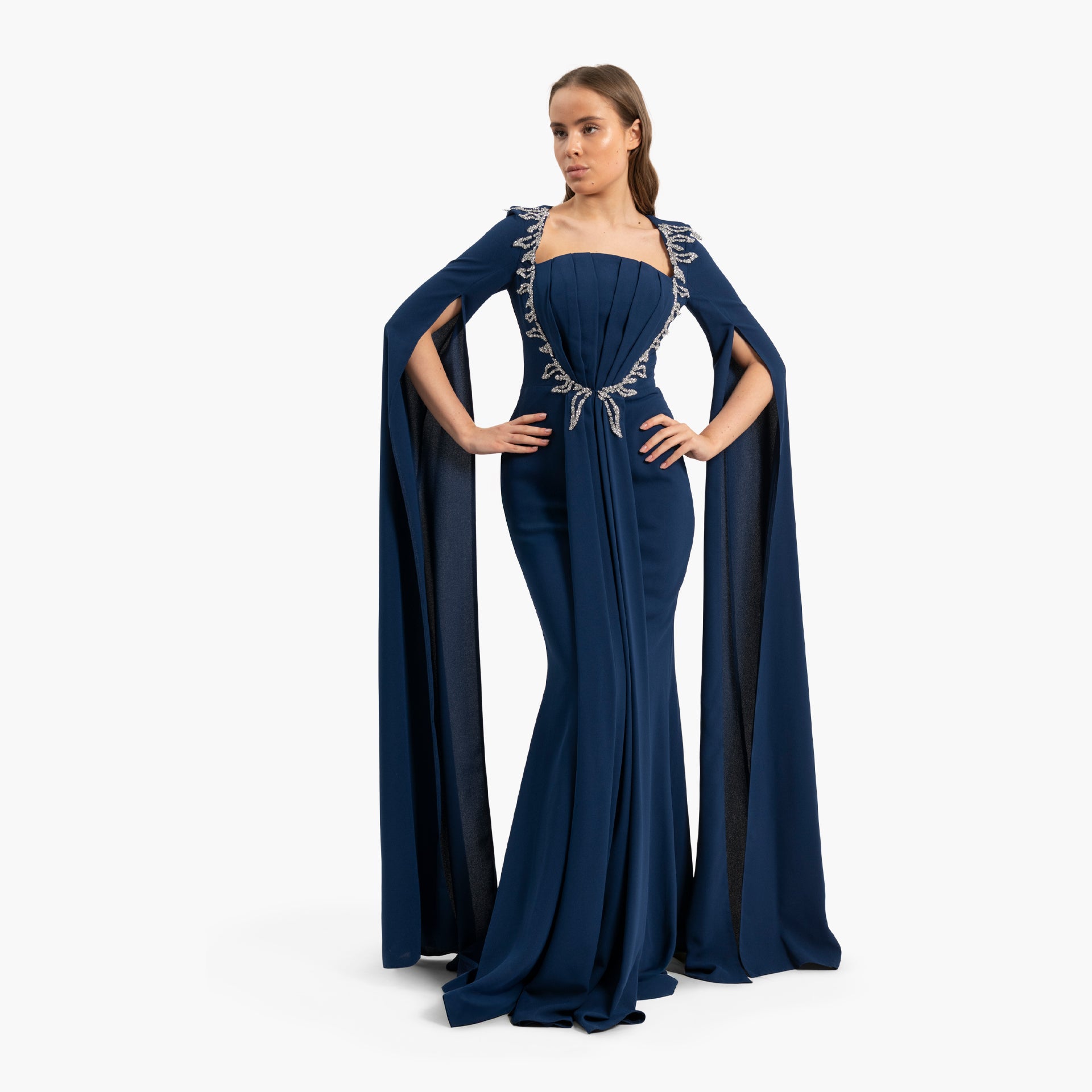 Women's Delicate Blue Dress with Cape Sleeves By WECRE8