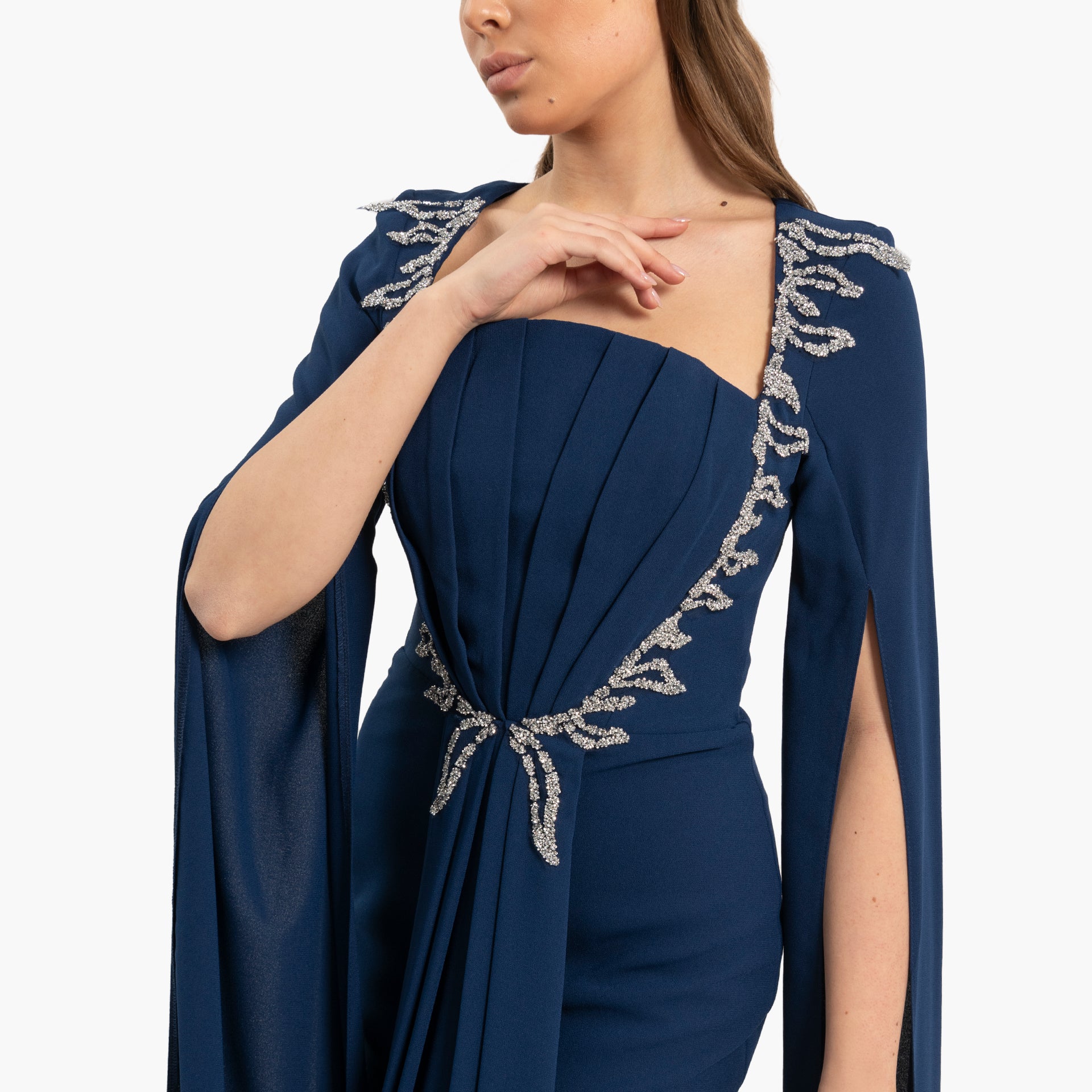 Women's Delicate Blue Dress with Cape Sleeves By WECRE8