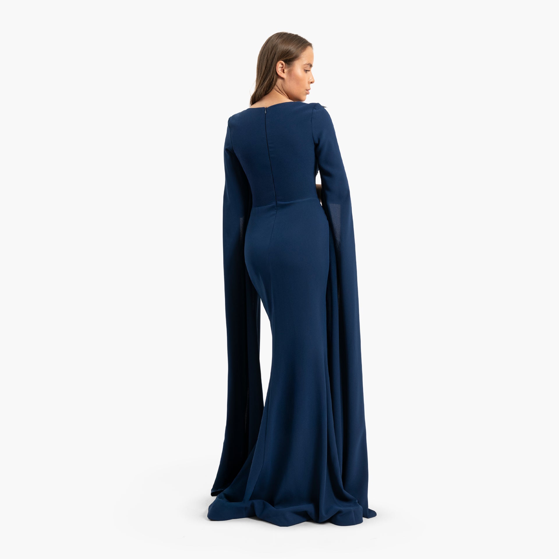 Women's Delicate Blue Dress with Cape Sleeves By WECRE8