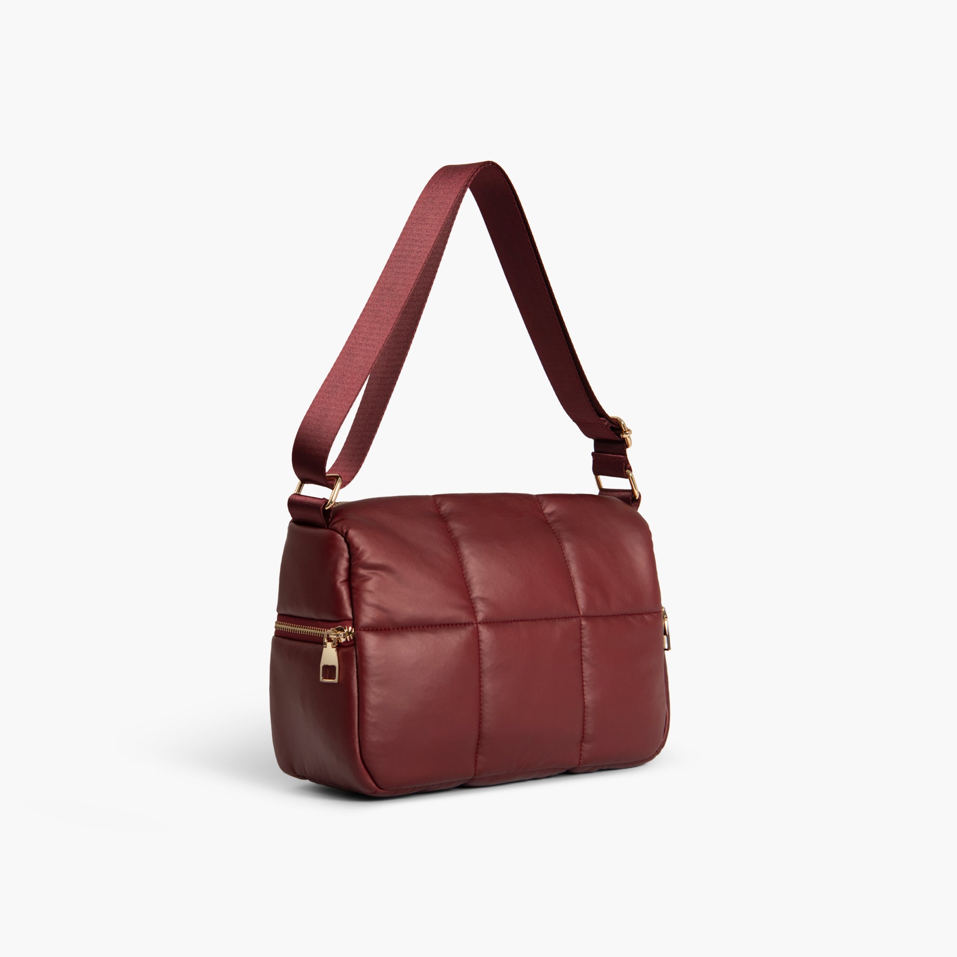 Maroon Quilted Crossbody Bag by WECRE8