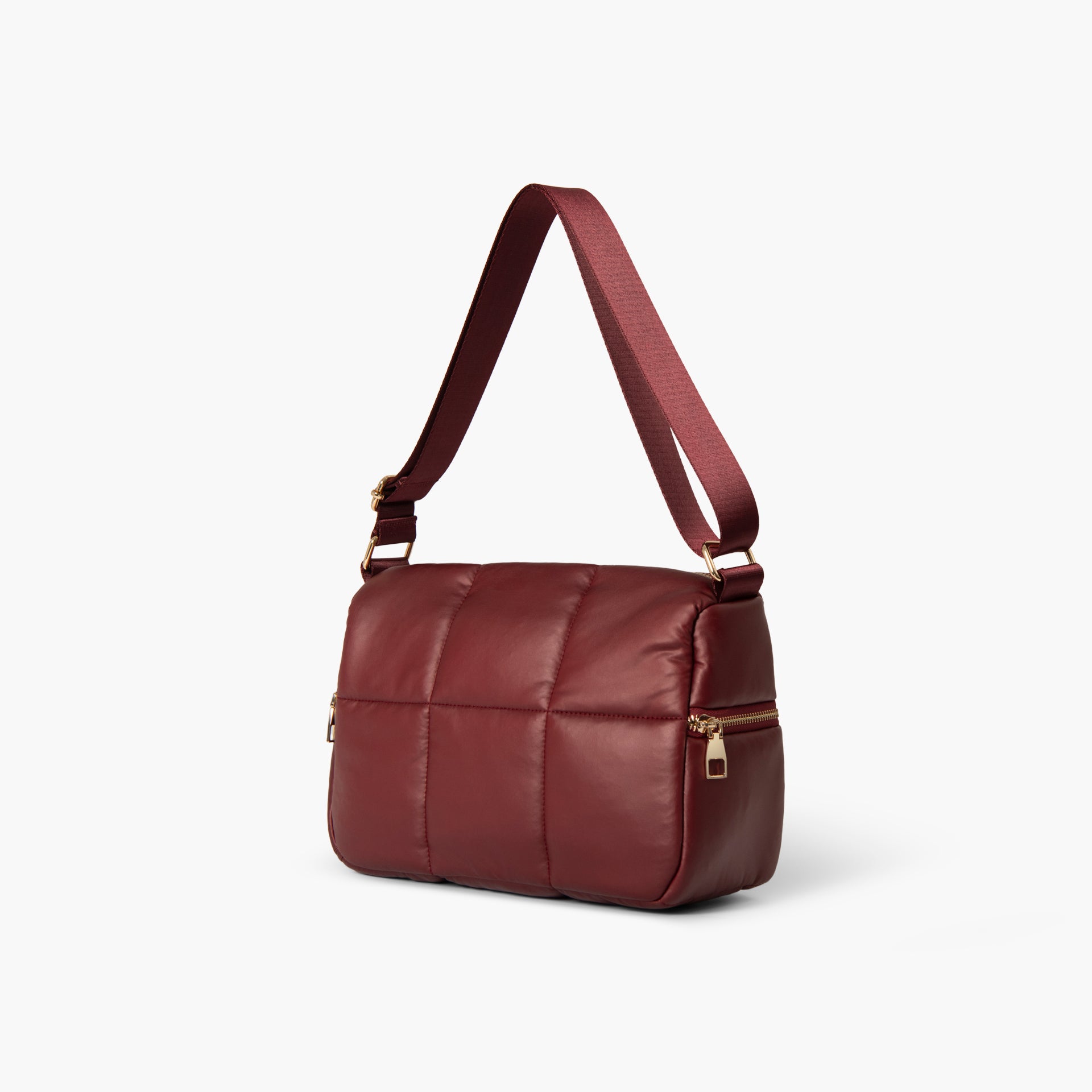 Maroon Quilted Crossbody Bag by WECRE8