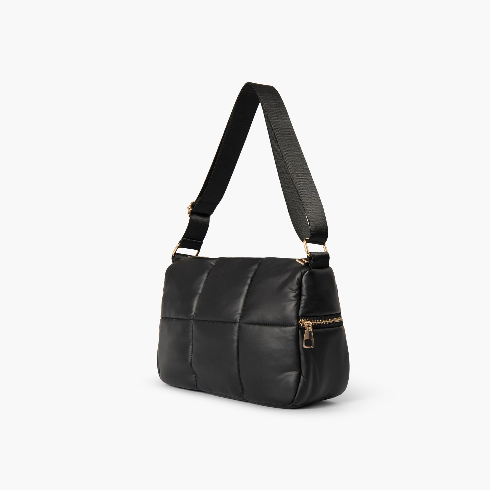 Black Quilted Crossbody Bag by WECRE8