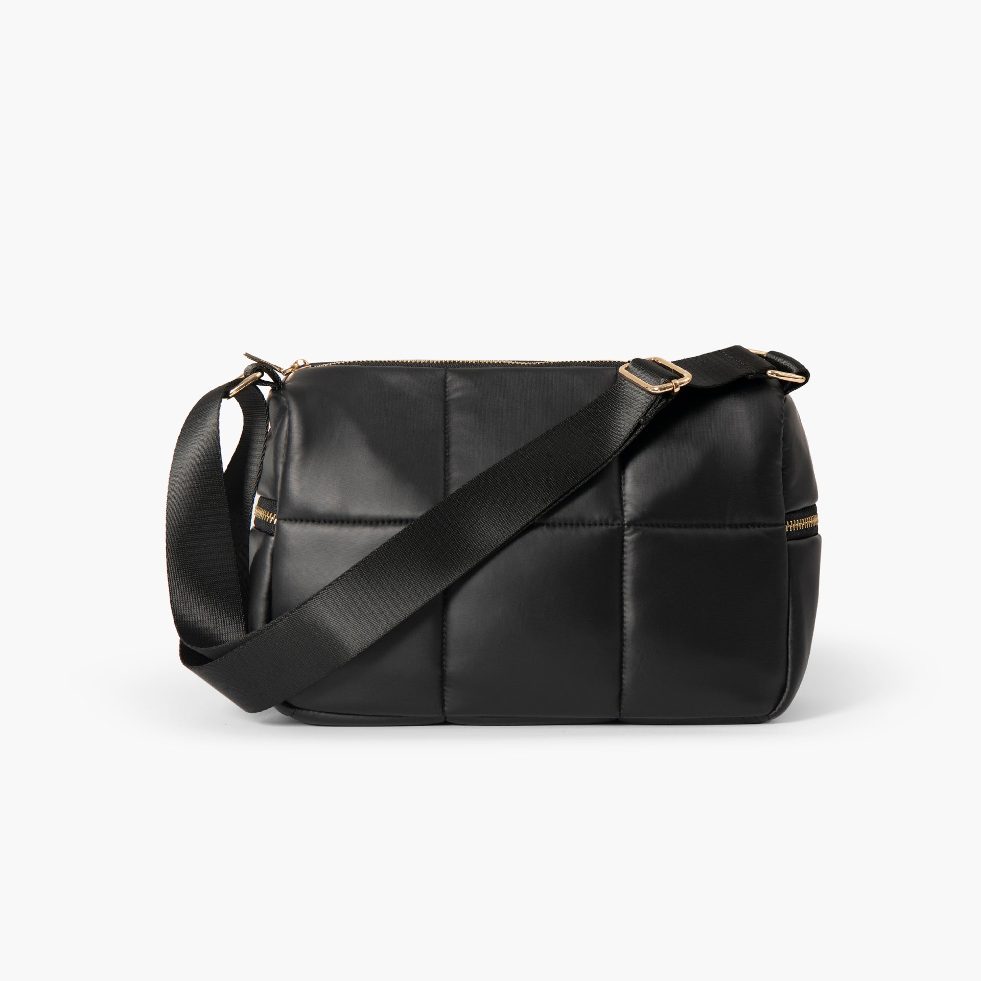 Black Quilted Crossbody Bag by WECRE8