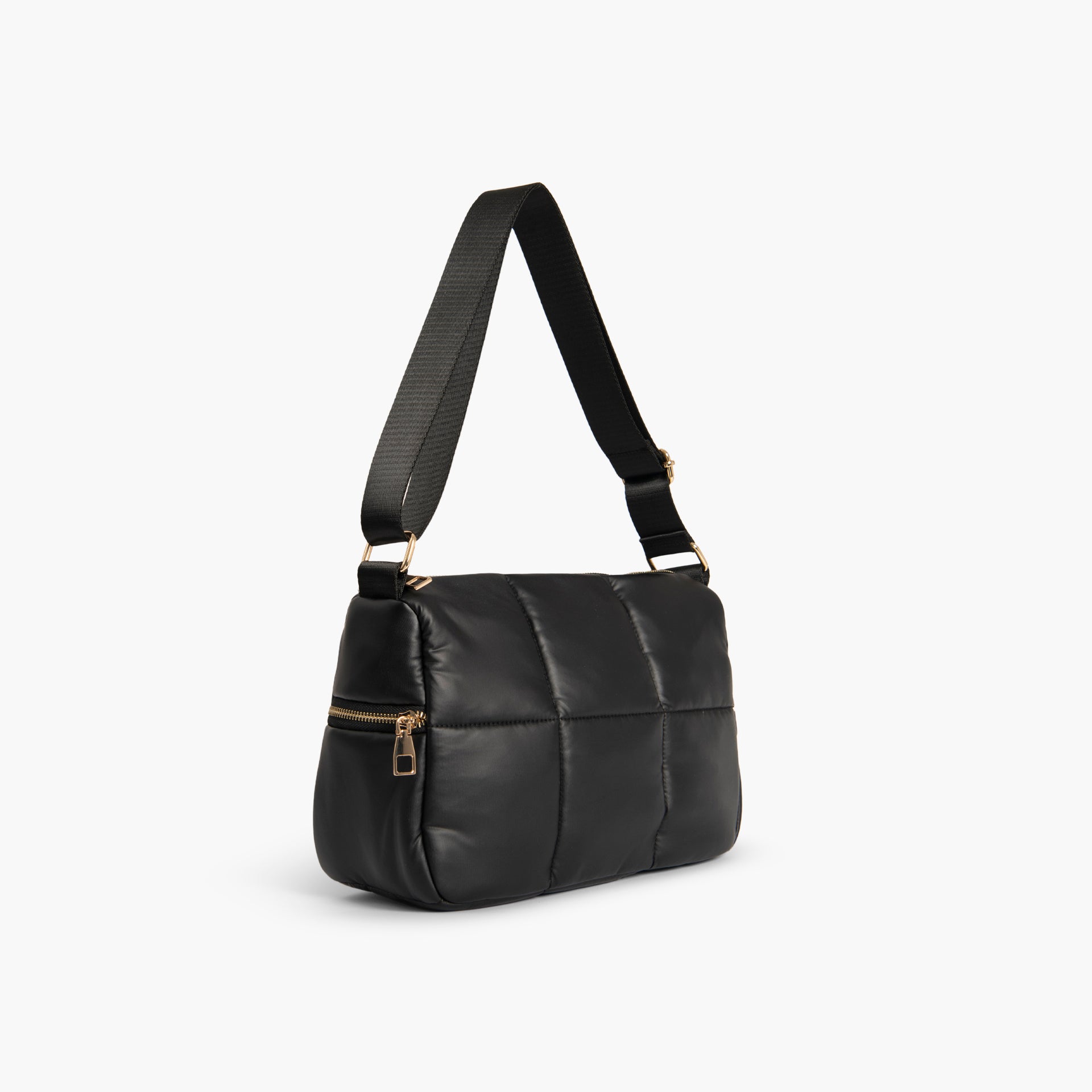 Black Quilted Crossbody Bag by WECRE8