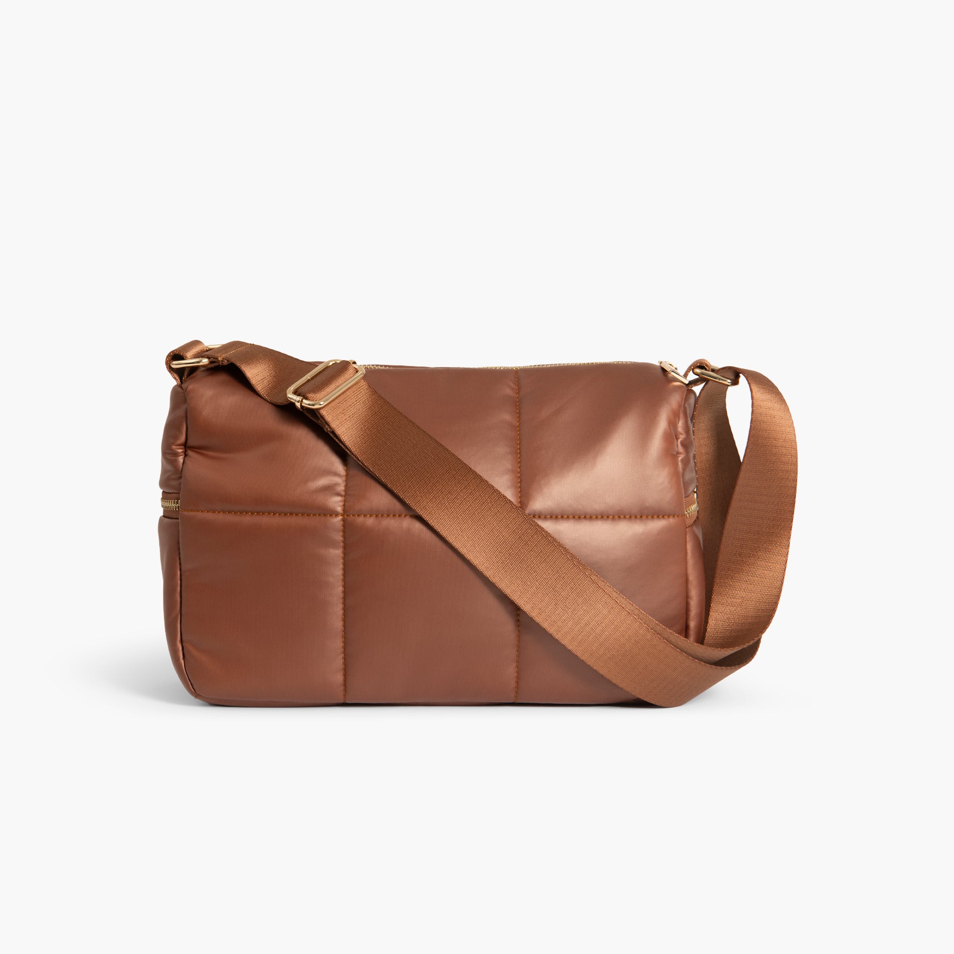 Camel Brown Quilted Crossbody Bag by WECRE8