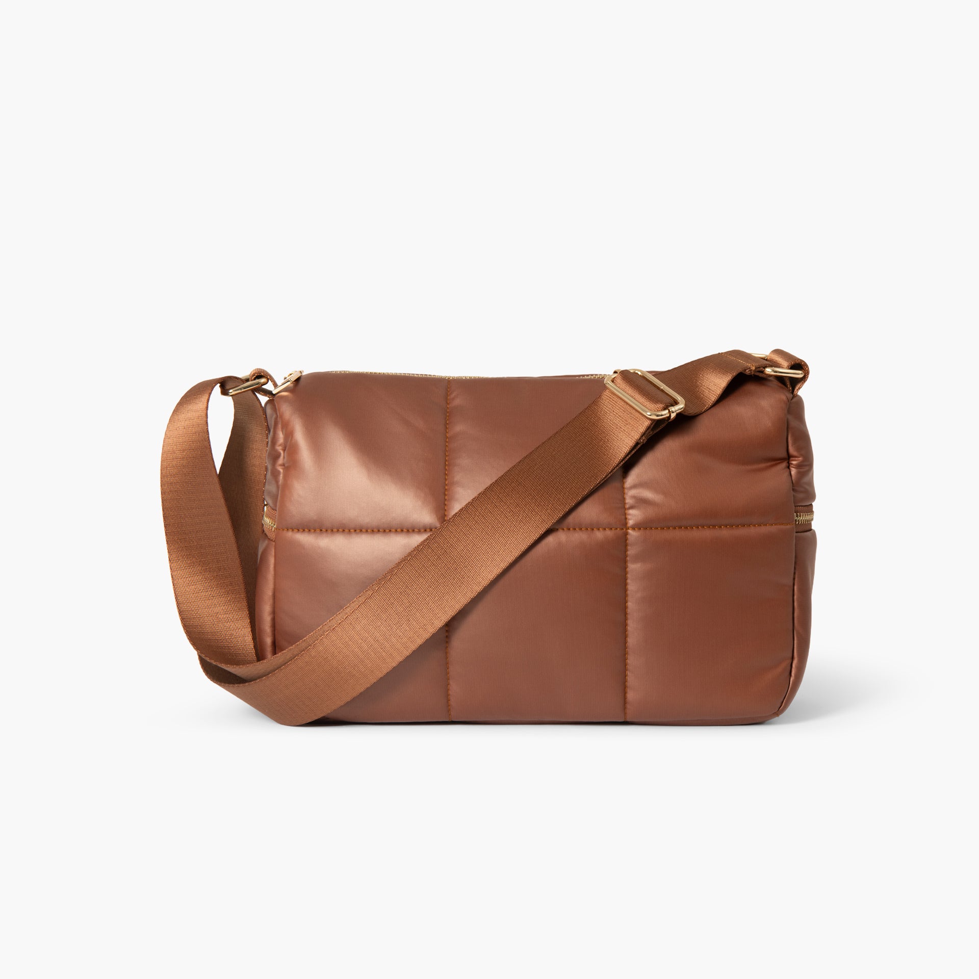 Camel Brown Quilted Crossbody Bag by WECRE8