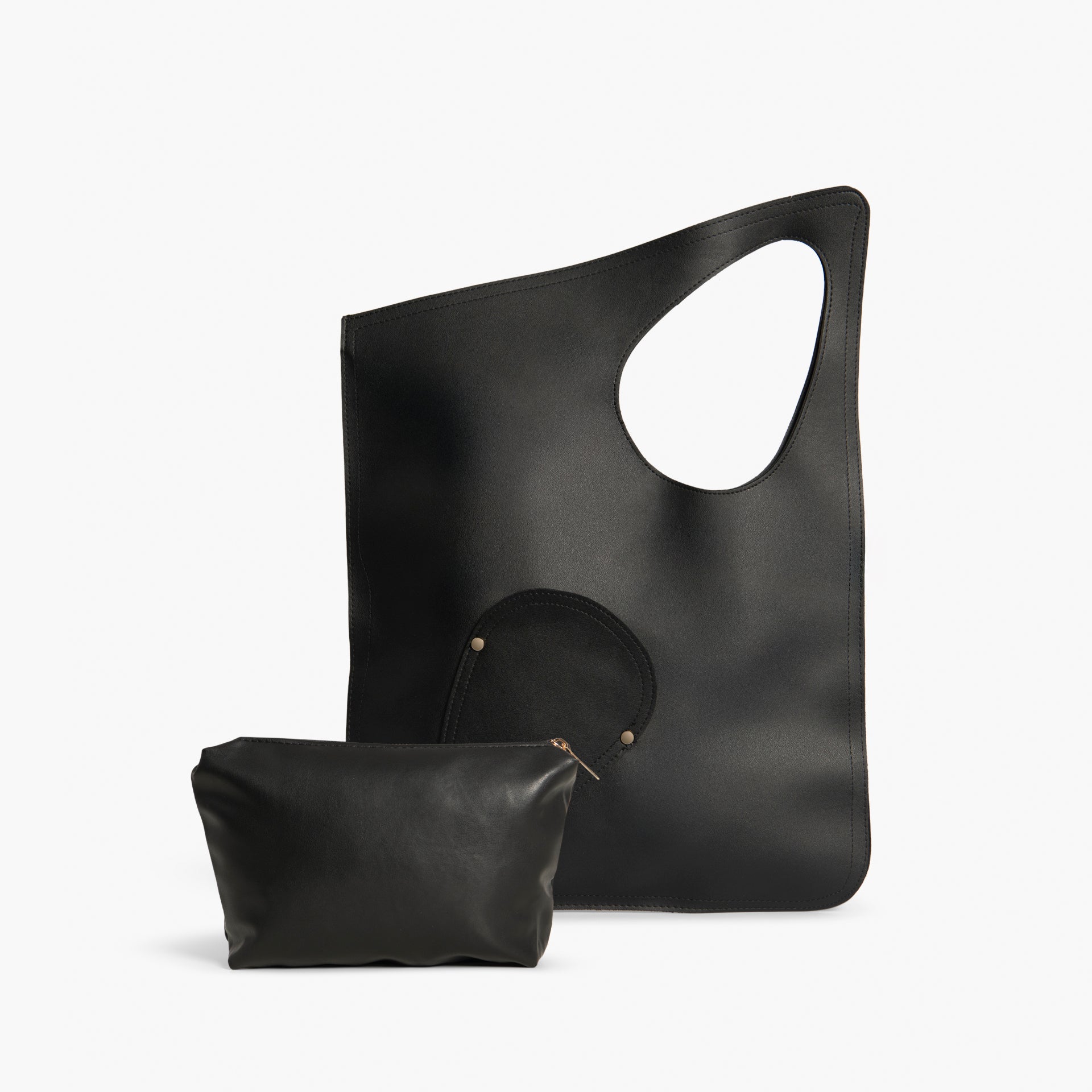 Black Asymmetrical Tote Bag by WECRE8