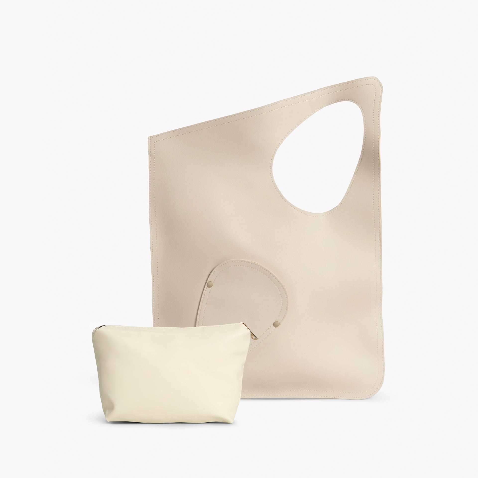 Beige Asymmetrical Tote Bag by WECRE8