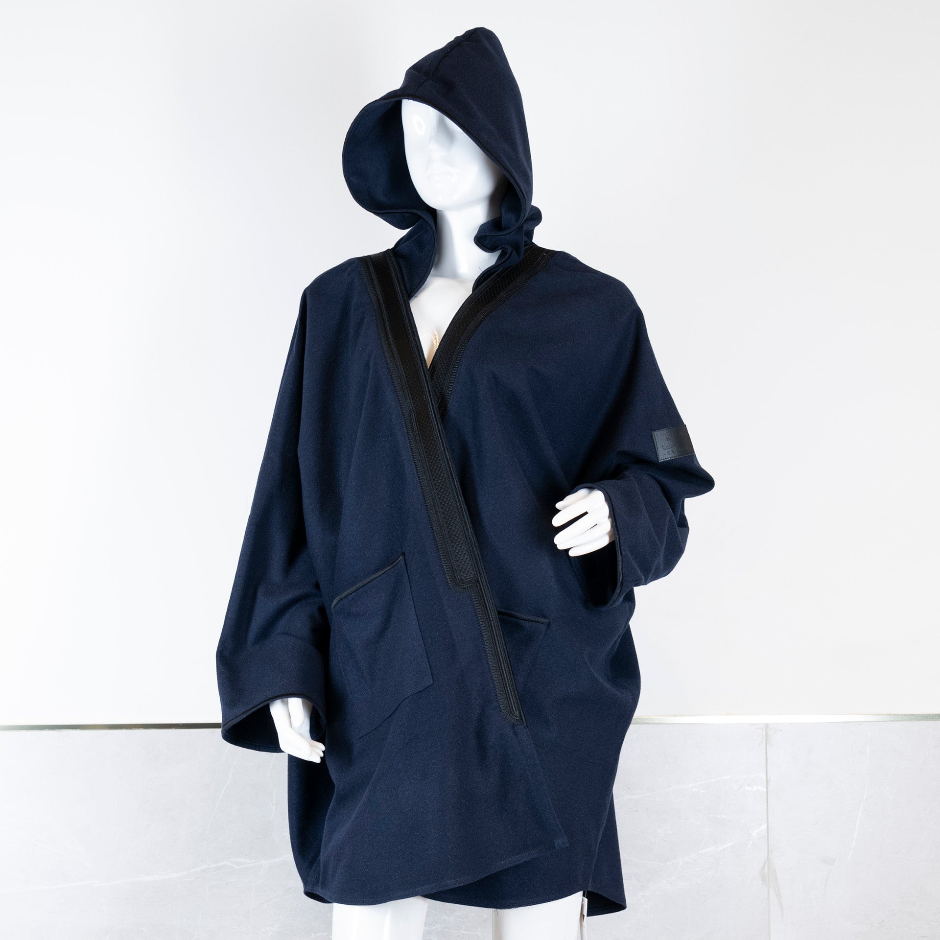Navy Blue Classic Wool Mini Bisht Farwa By Bisht Design