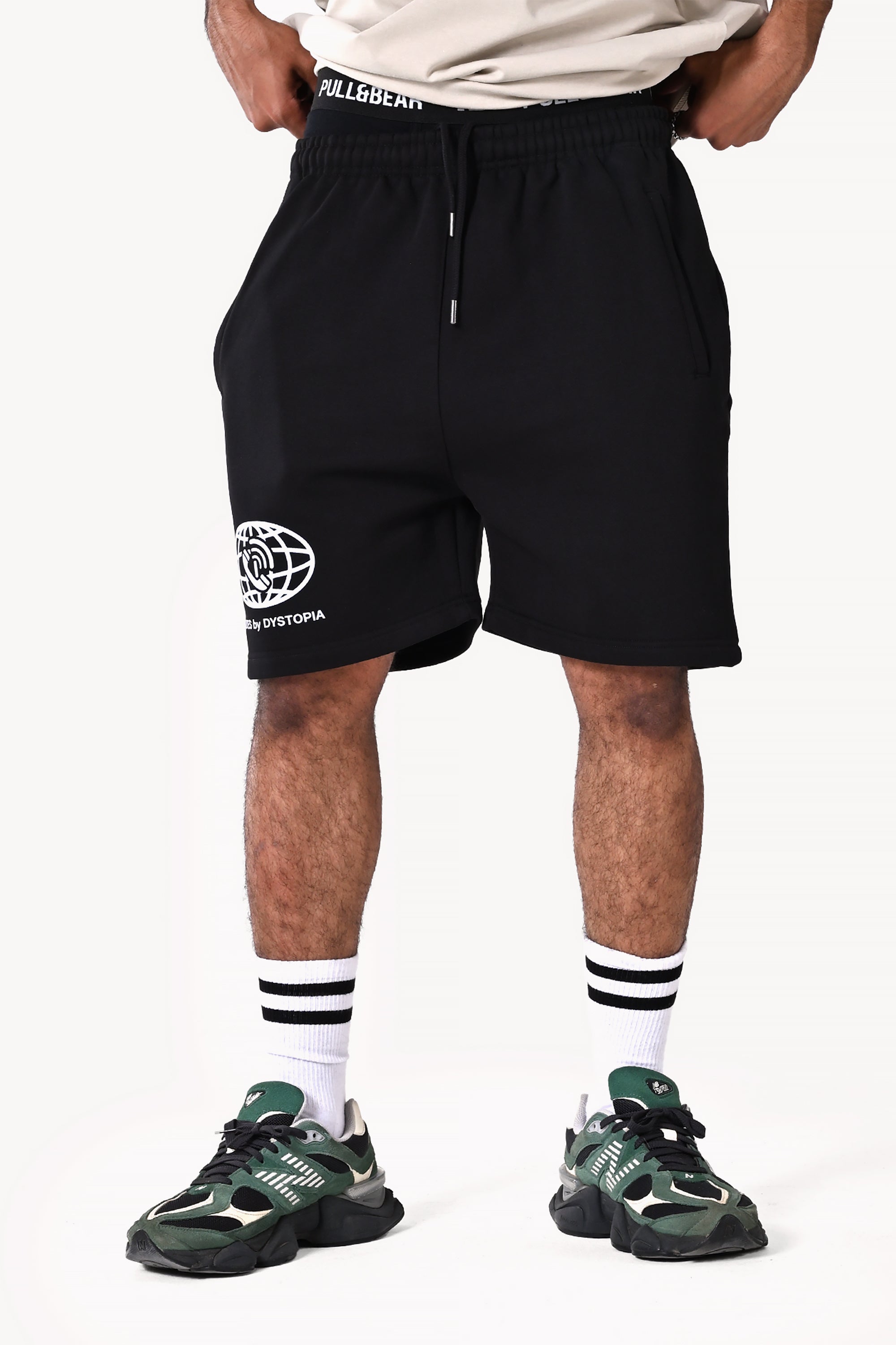 Black Code Printed Shorts by Dystopia