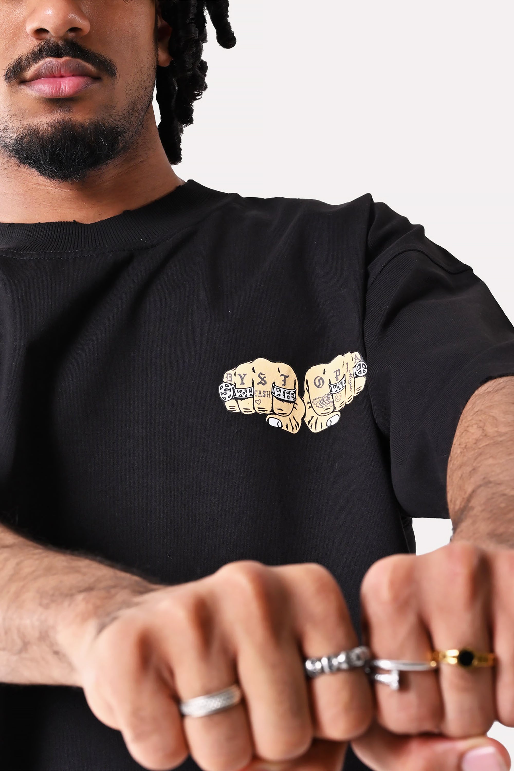 Black Hands Printed T-shirt by Dystopia