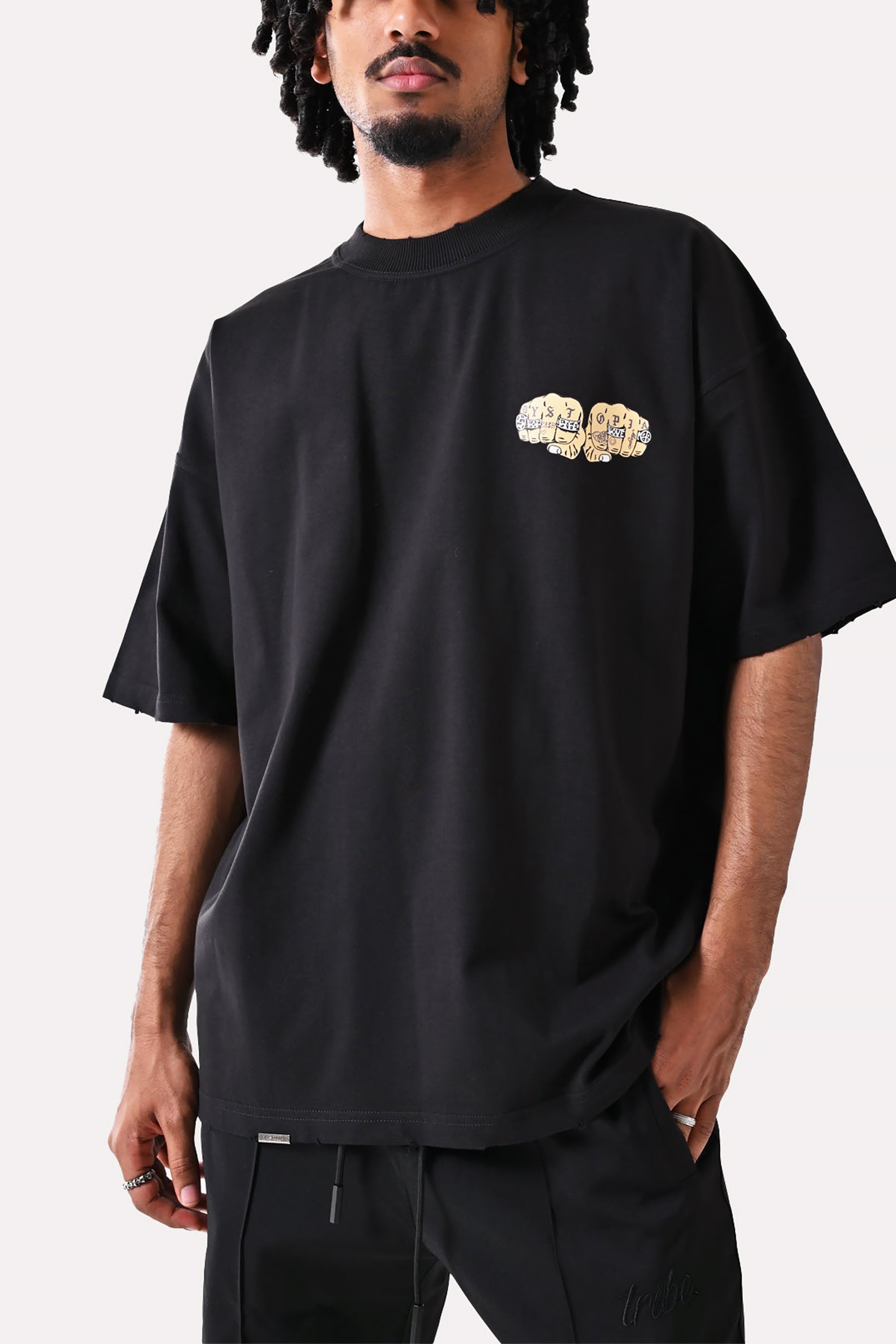 Black Hands Printed T-shirt by Dystopia