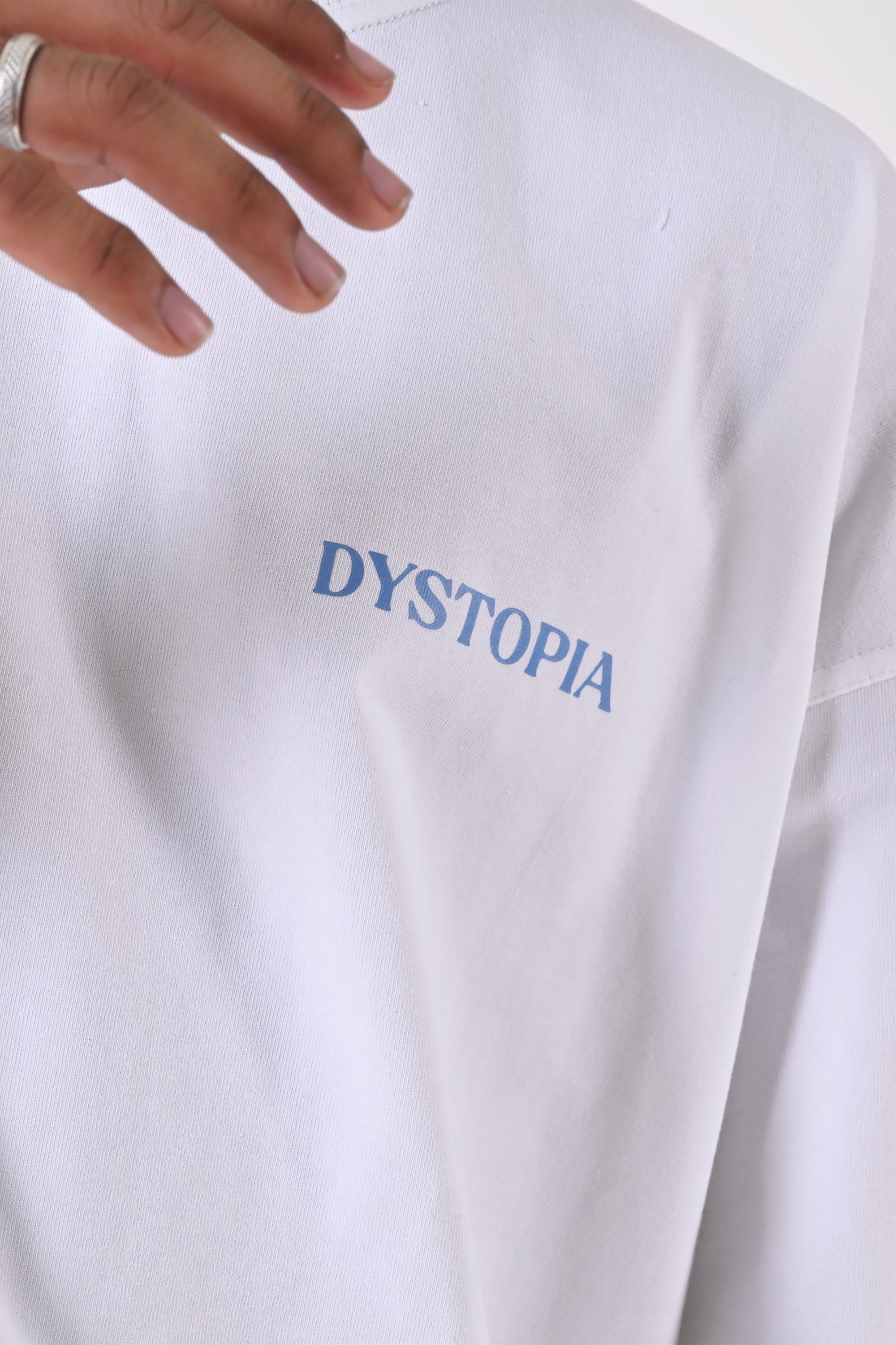 White Logo Printed T-shirt by Dystopia