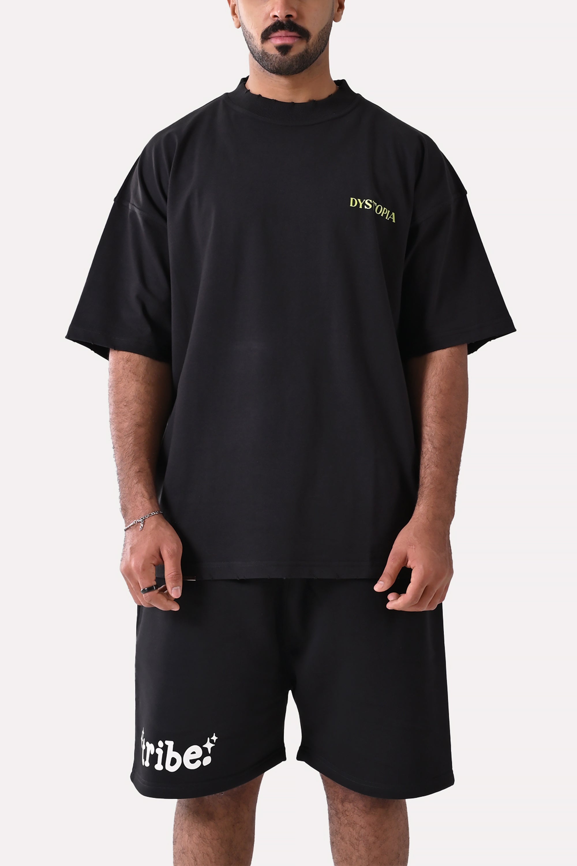 Black Logo Printed T-shirt by Dystopia