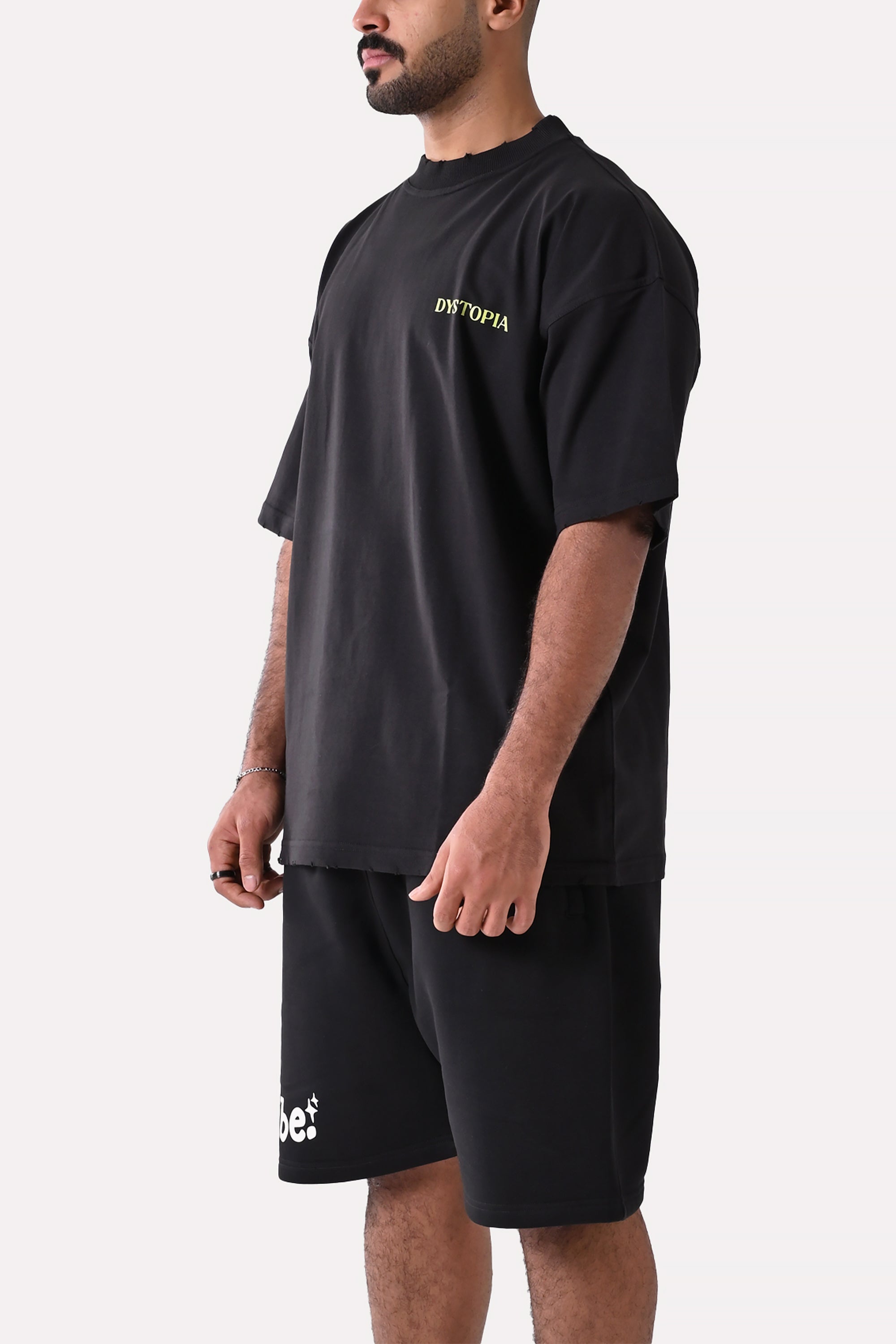 Black Logo Printed T-shirt by Dystopia