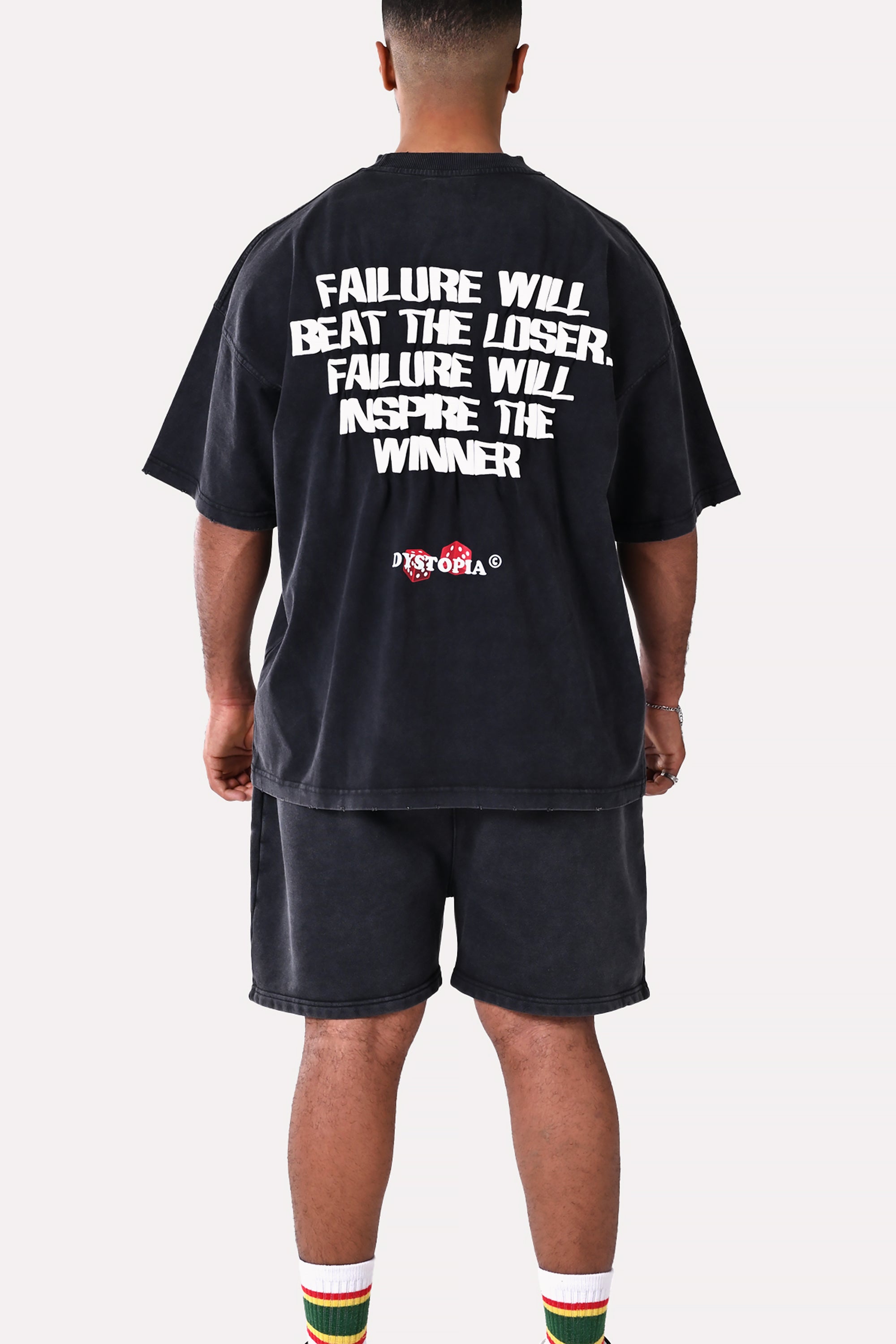 Grey Washed Failure Printed T-shirt by Dystopia