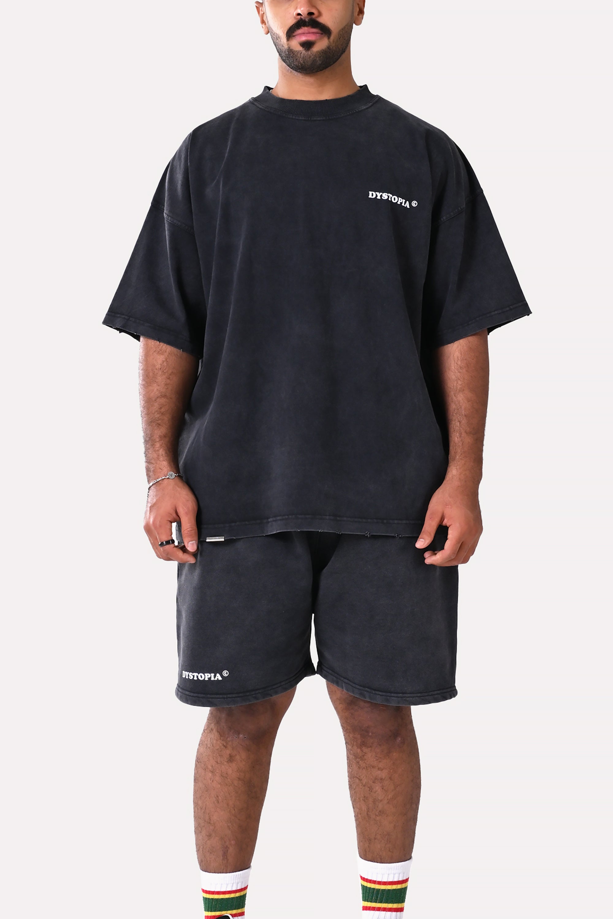 Grey Washed Failure Printed T-shirt by Dystopia