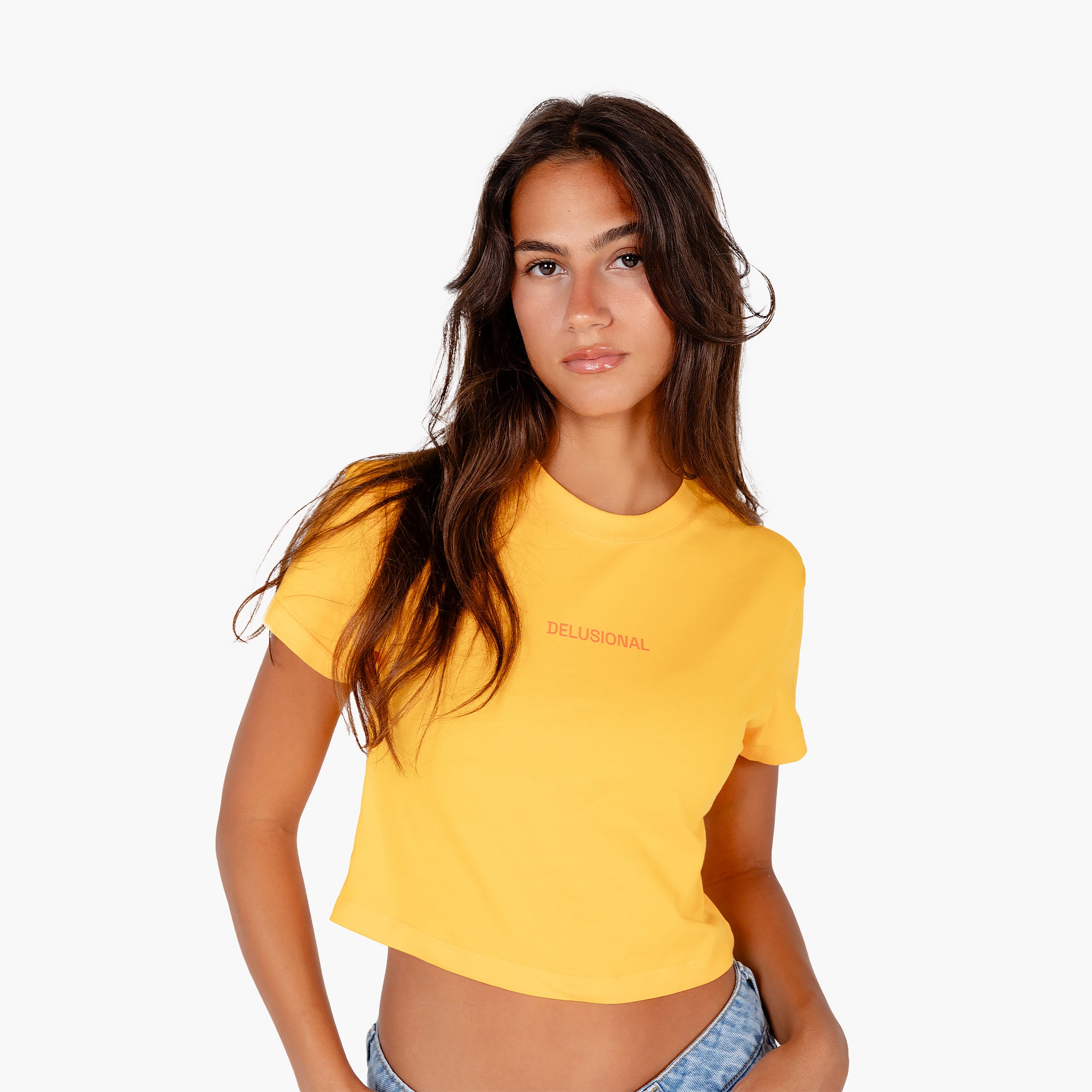 Orange Delusional Cropped T-shirt By In Your Shoe