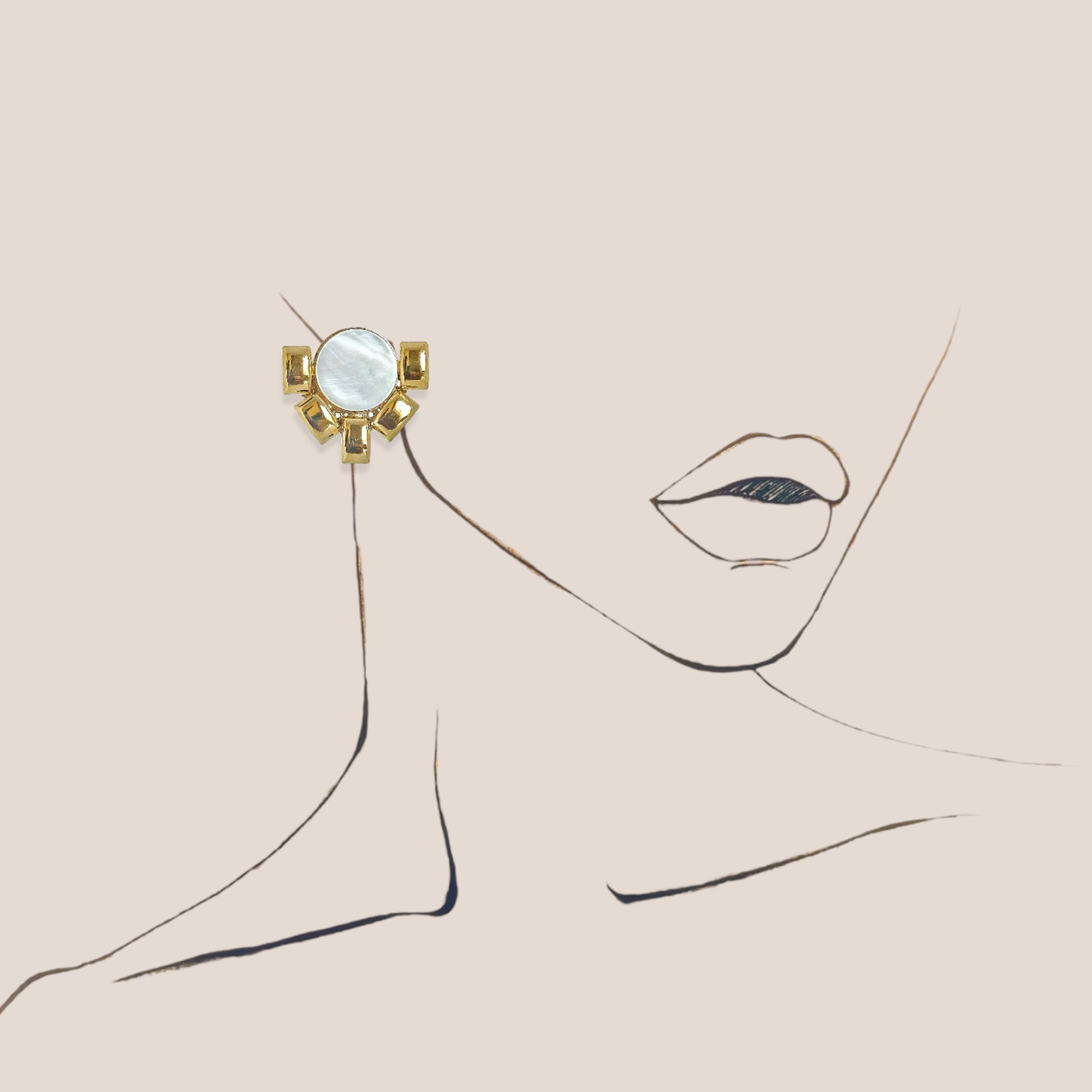 Golden Mother of Pearl Stud Earring By D By Dalia