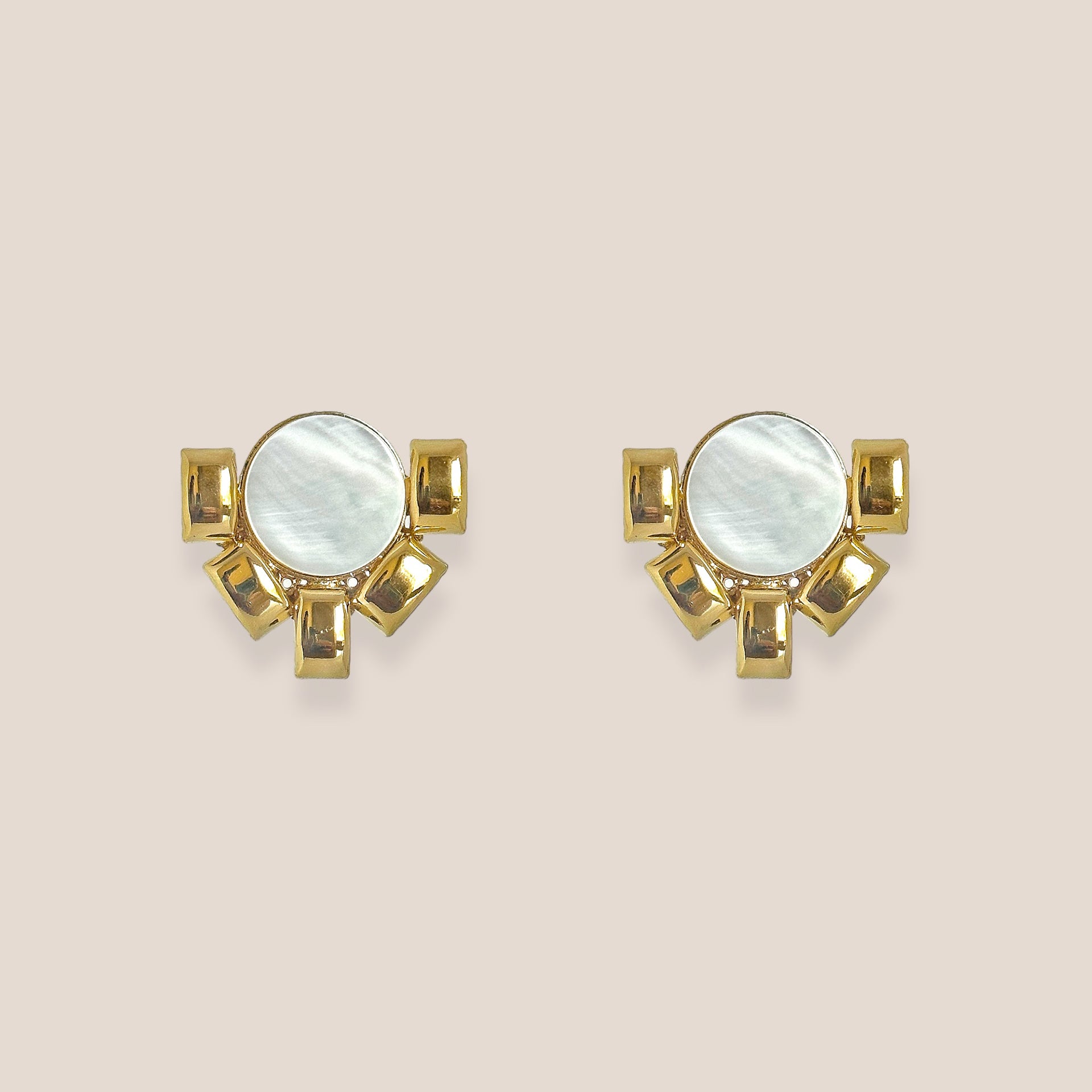 Golden Mother of Pearl Stud Earring By D By Dalia