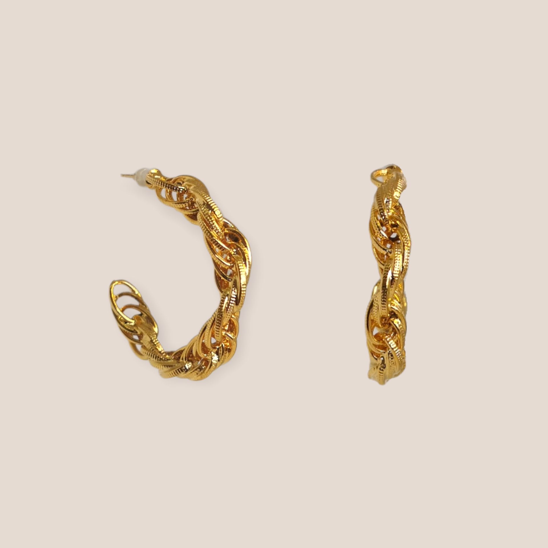 Golden Rope Chain Hoops in Midi By D By Dalia