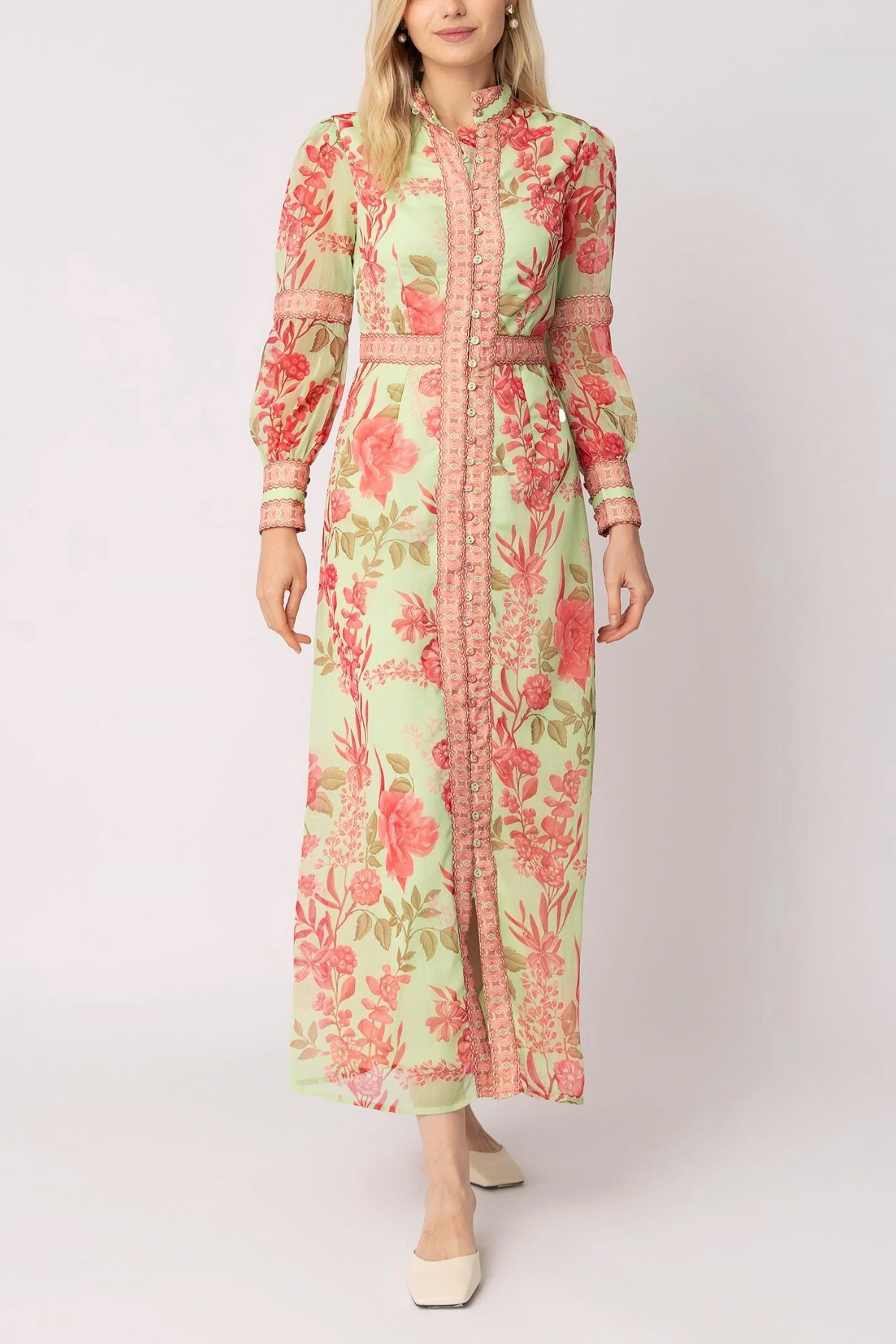 Green Chiffon Maxi Dress by Raishma