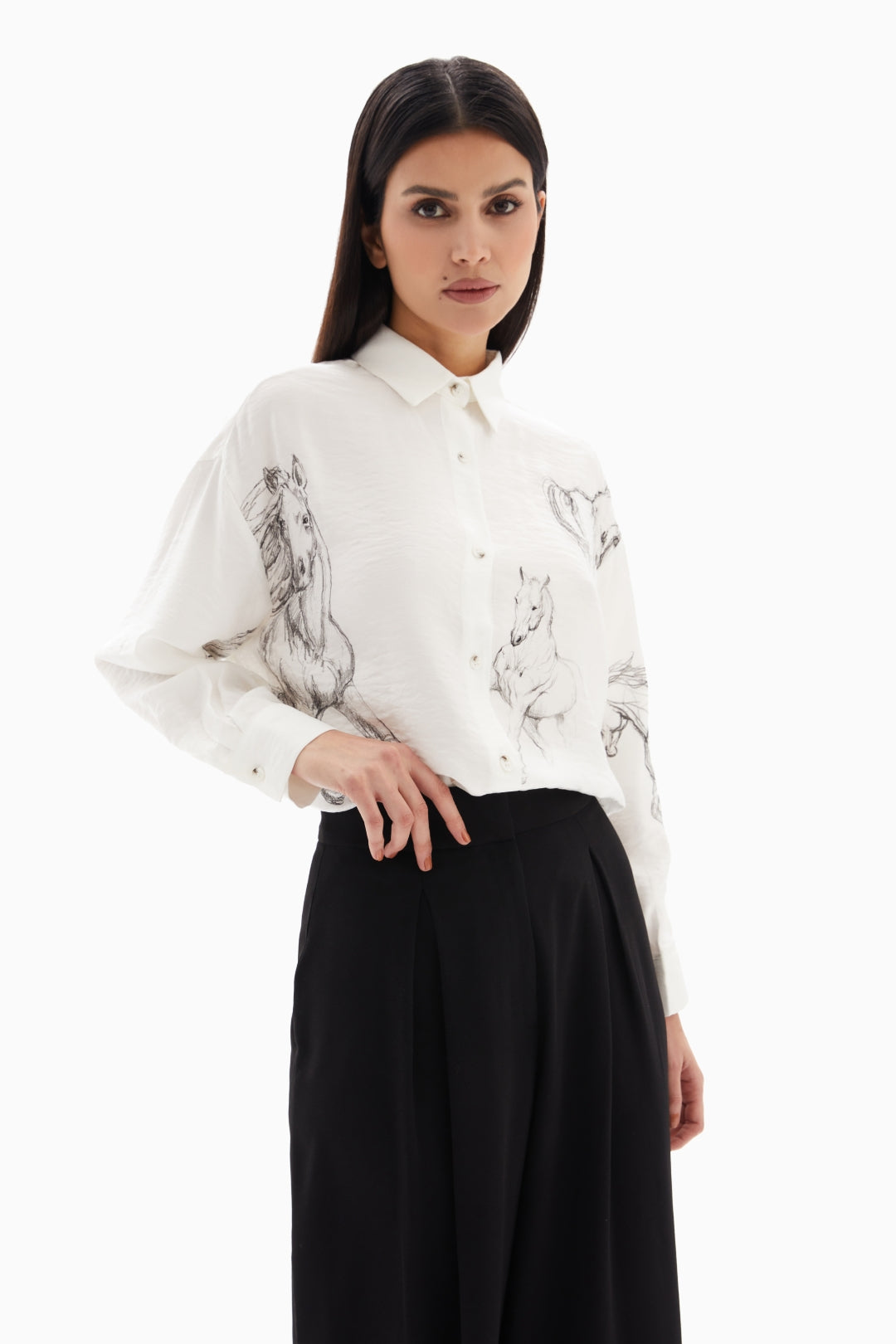 White Horses Print Blouse By WECRE8