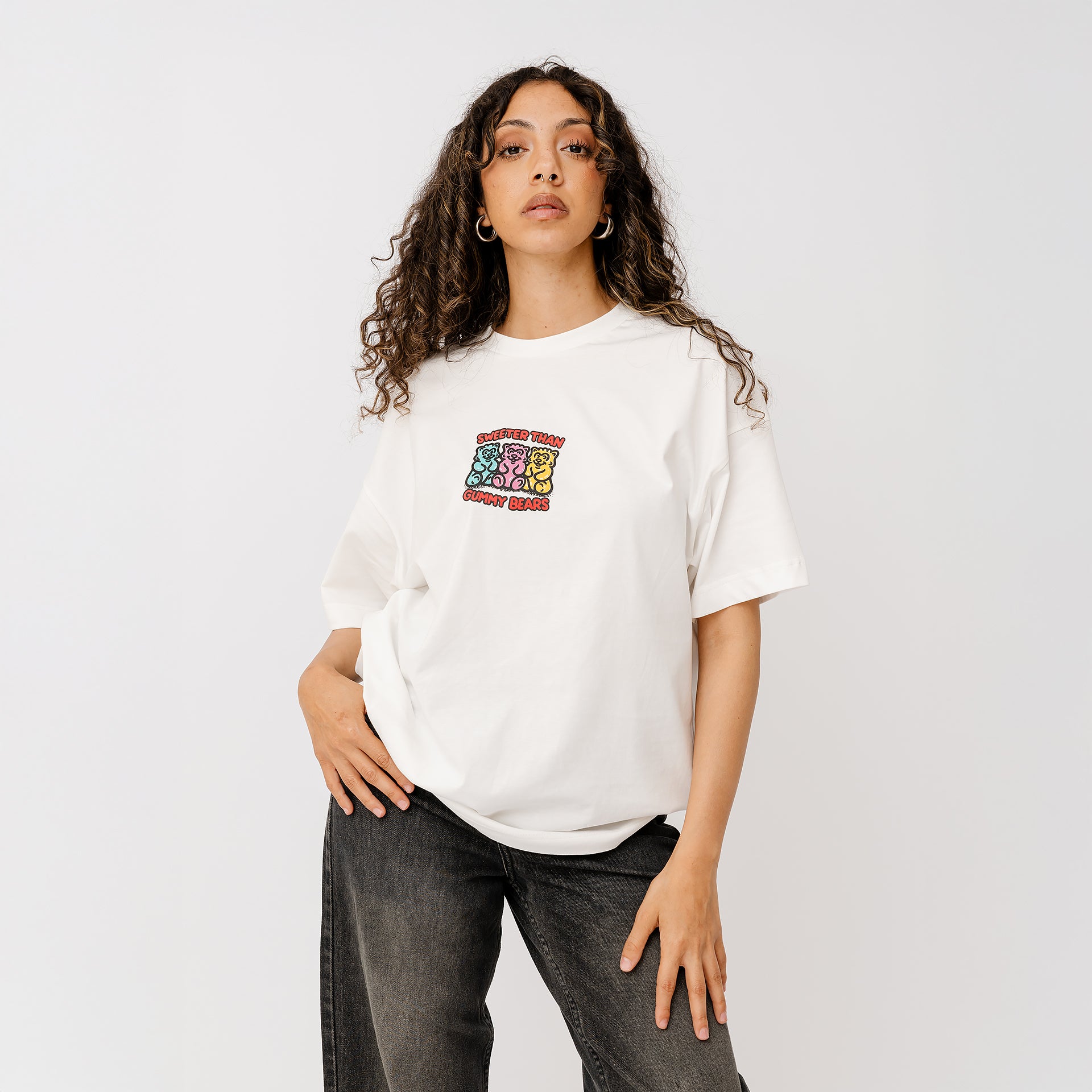 White Oversized Habibo Printed T-shirt By In Your Shoe