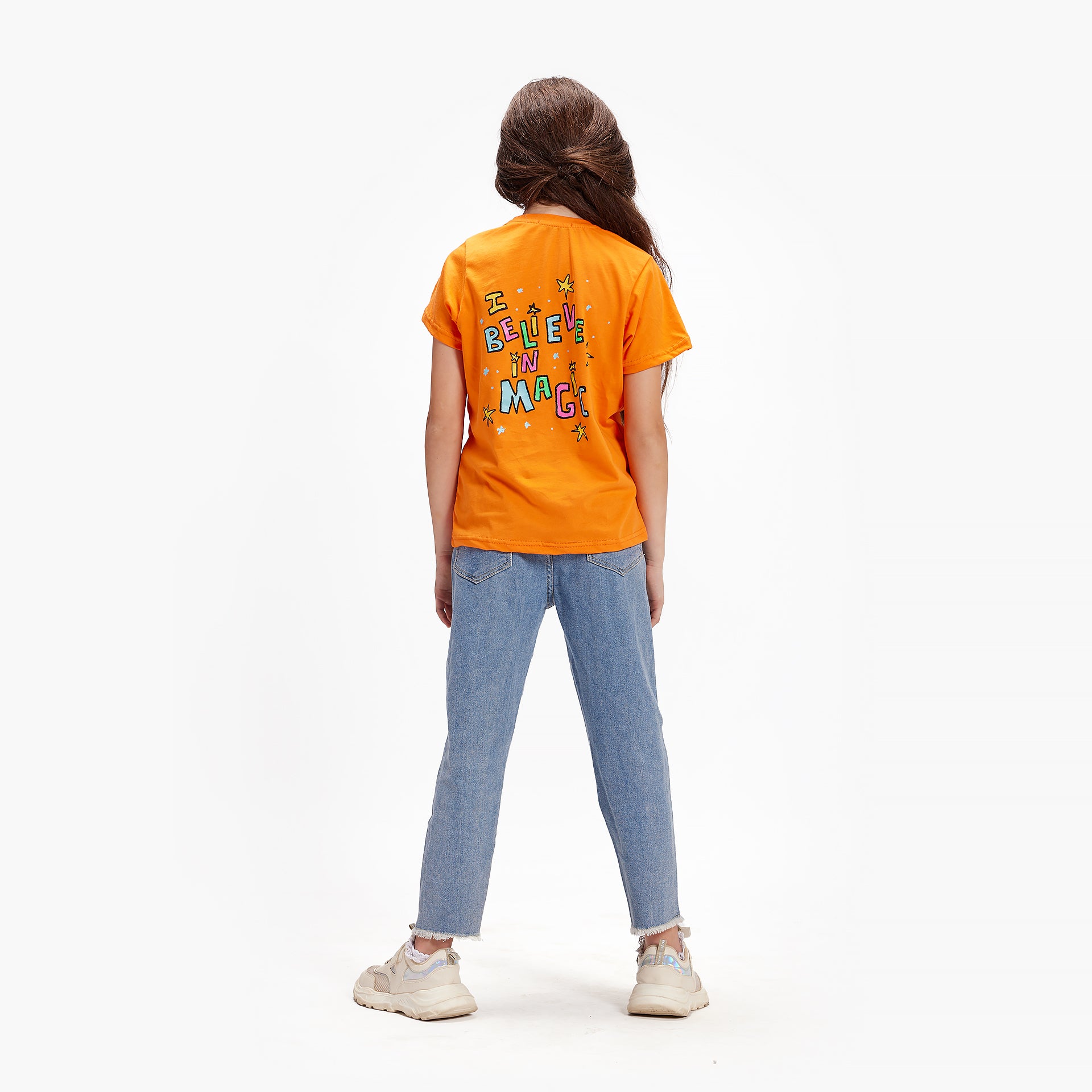 Kids Orange I Believe in Magic T-shirt By In Your Shoe