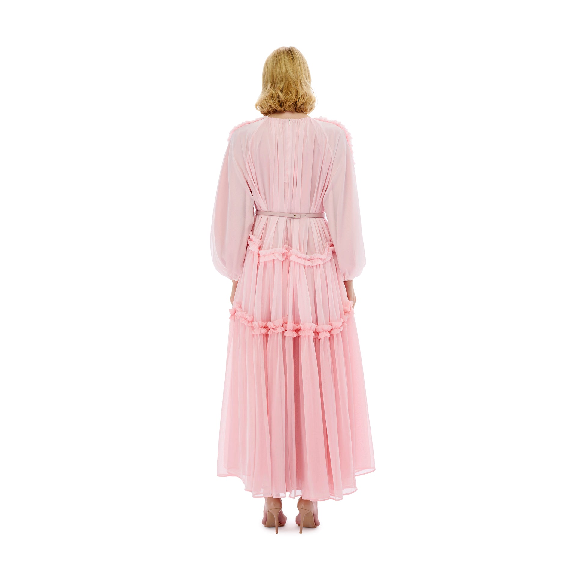 Pink Chiffon Flowy Dress From Miha