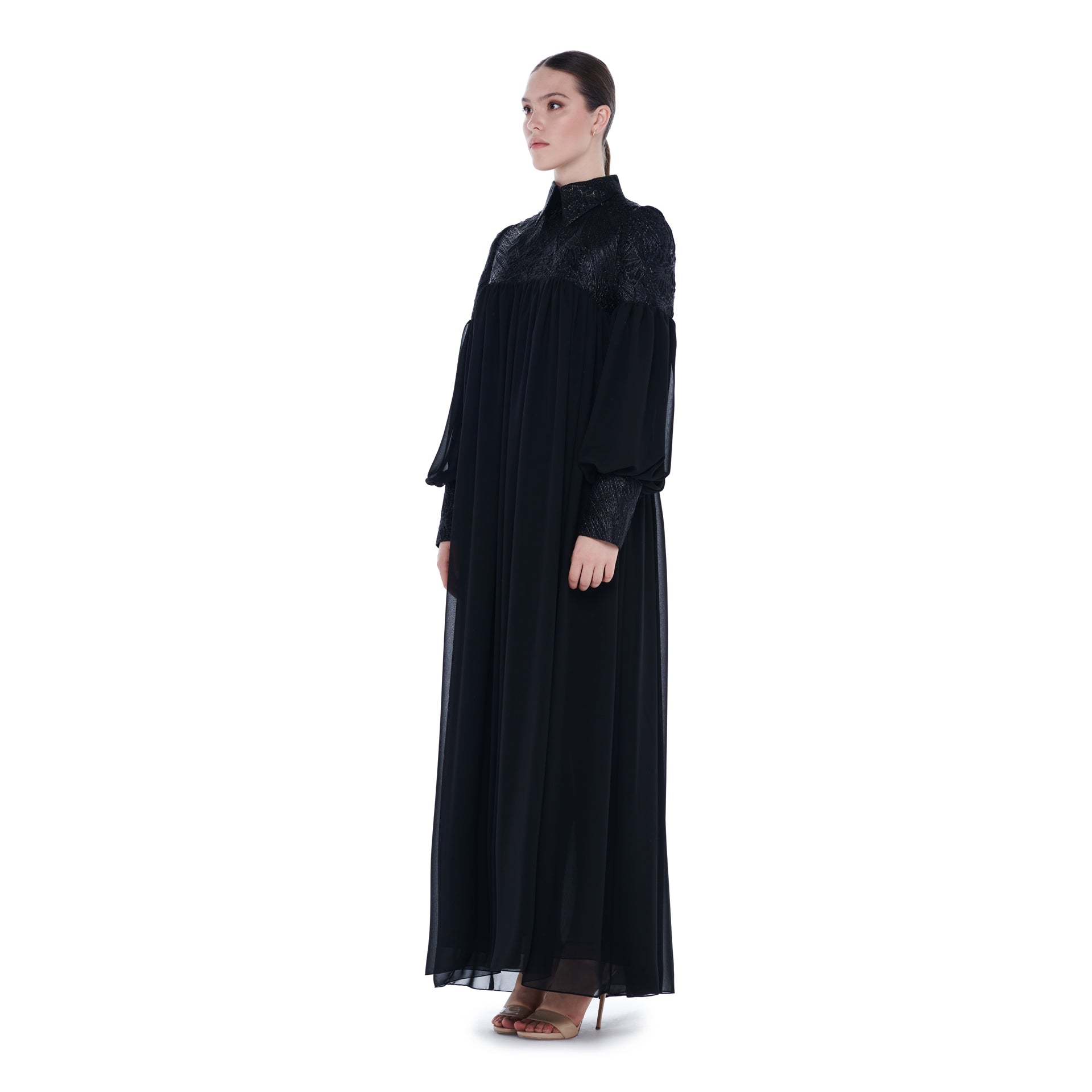 فستان شيفون رسمي أسود من ميها