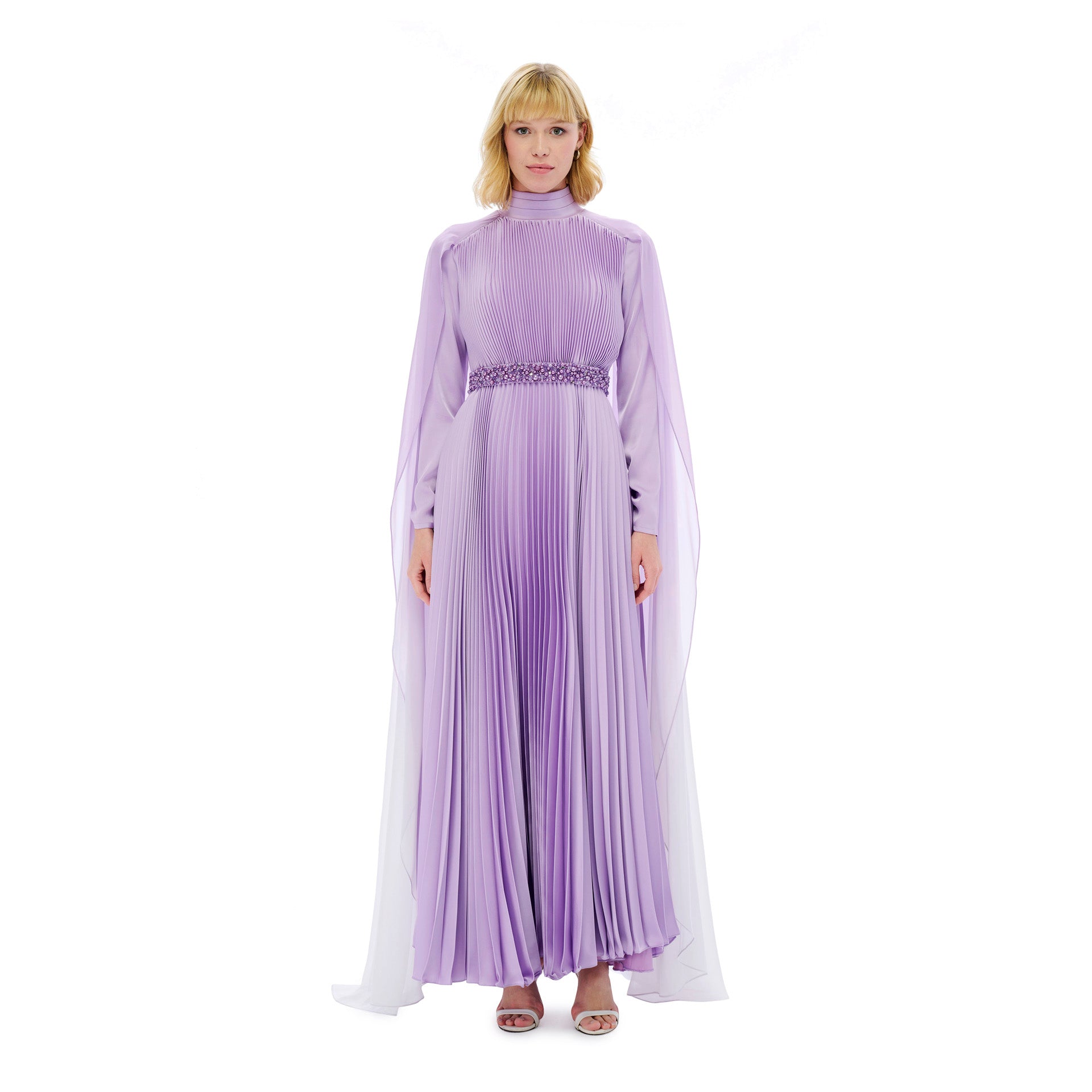 Purple Ogee Pleated Crepe Dress From Miha