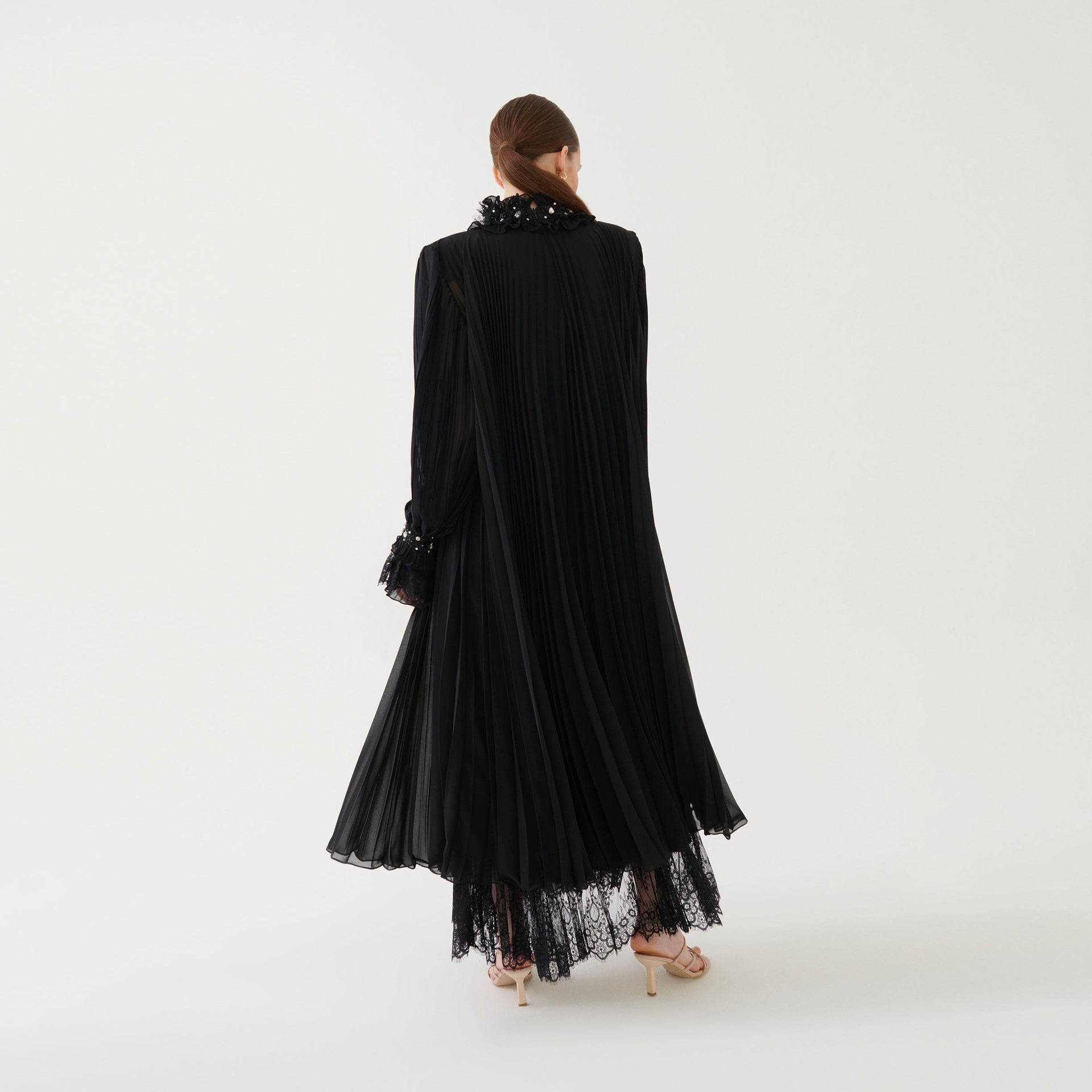 Black Chiffon Pleated Dress From Miha
