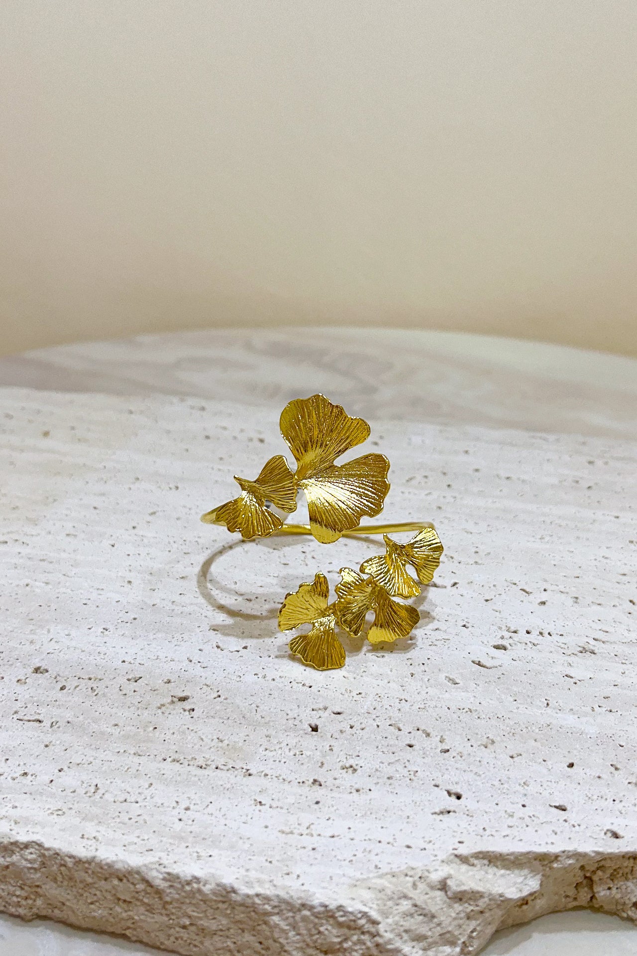 Gold Ginkgo Leaves Bracelet by M Collection