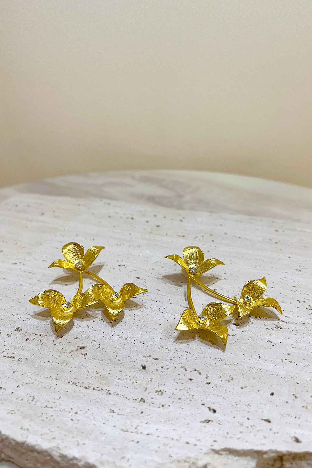 Gold Orchids Earrings by M Collection