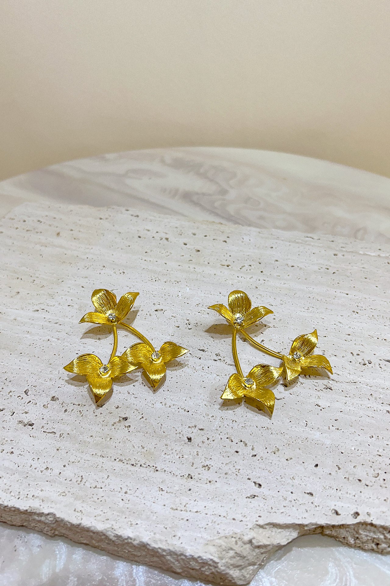 Gold Orchids Earrings by M Collection