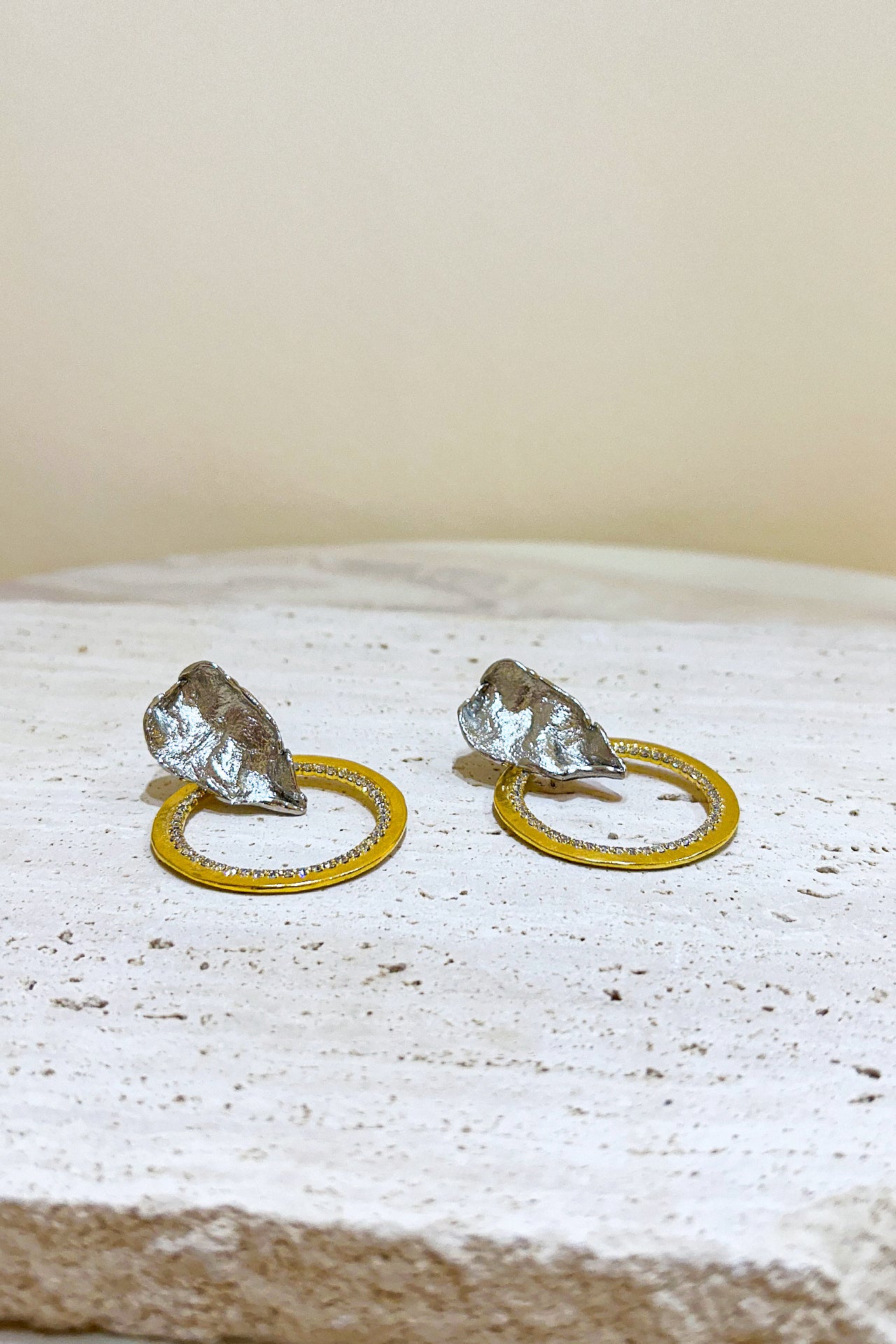 Gold Abstract Earrings by M Collection