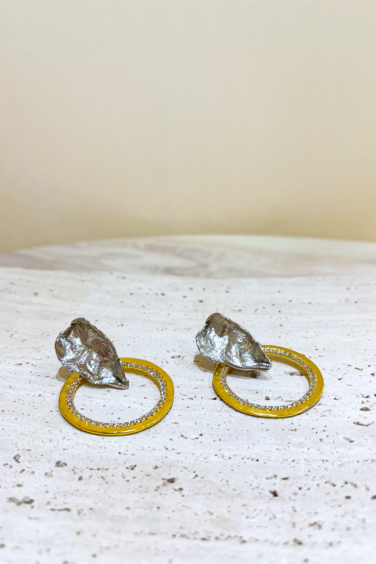 Gold Abstract Earrings by M Collection