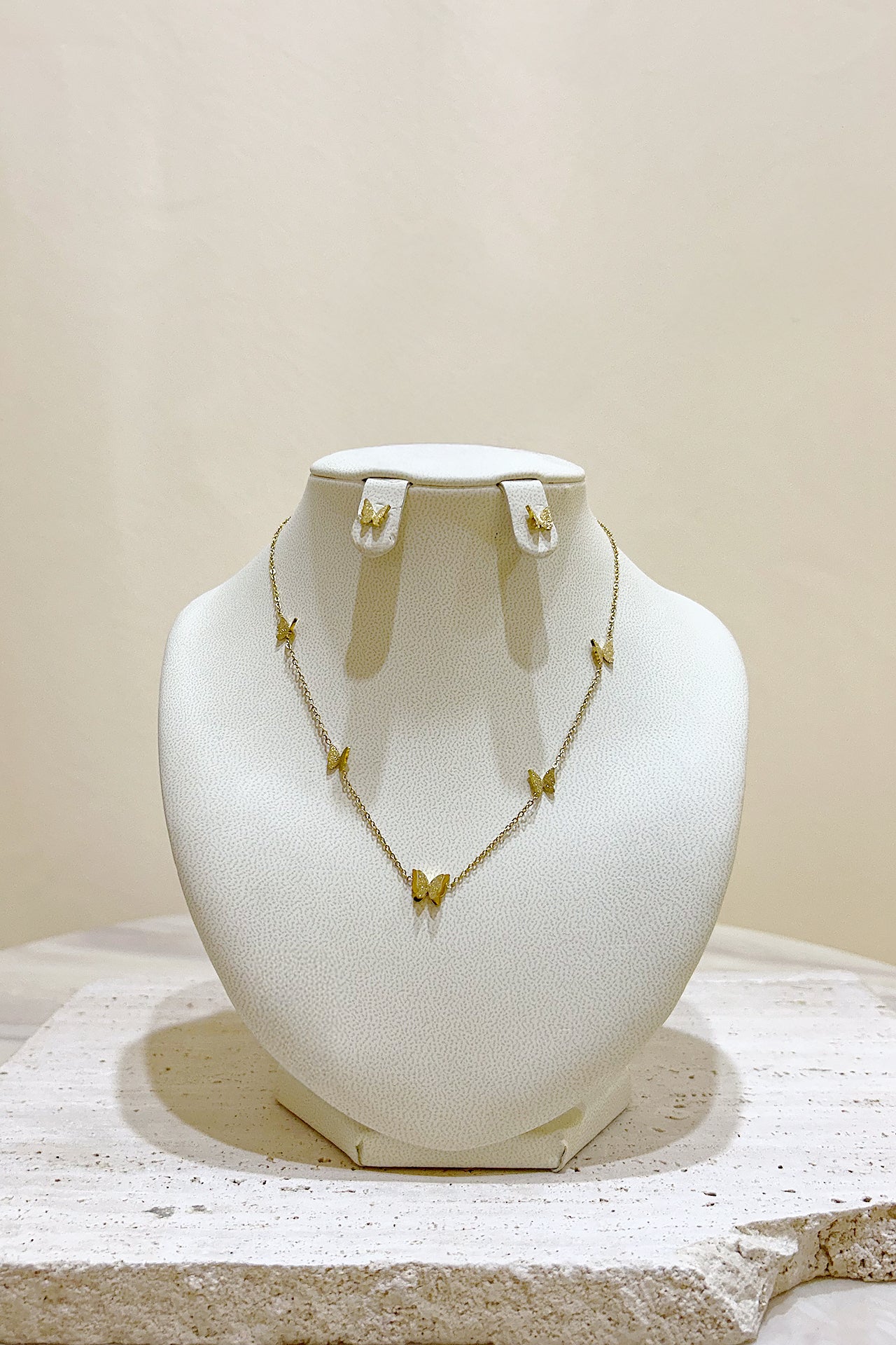 Gold Butterfly Set of Necklace and Earrings by Azaleas