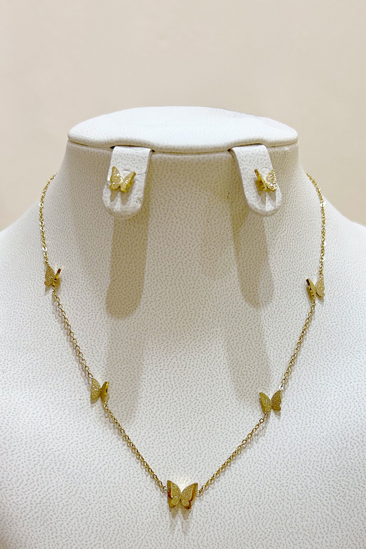 Gold Butterfly Set of Necklace and Earrings by Azaleas