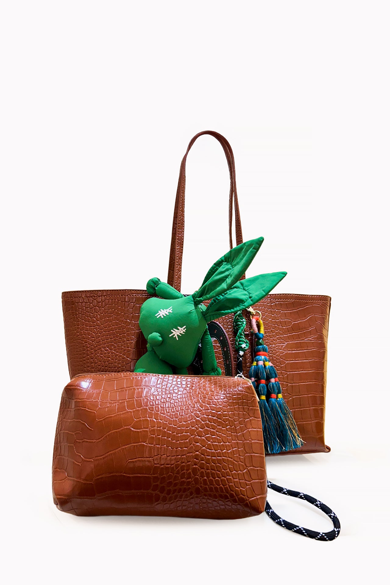Brown Tote bag with Pouch by Leather Boutique