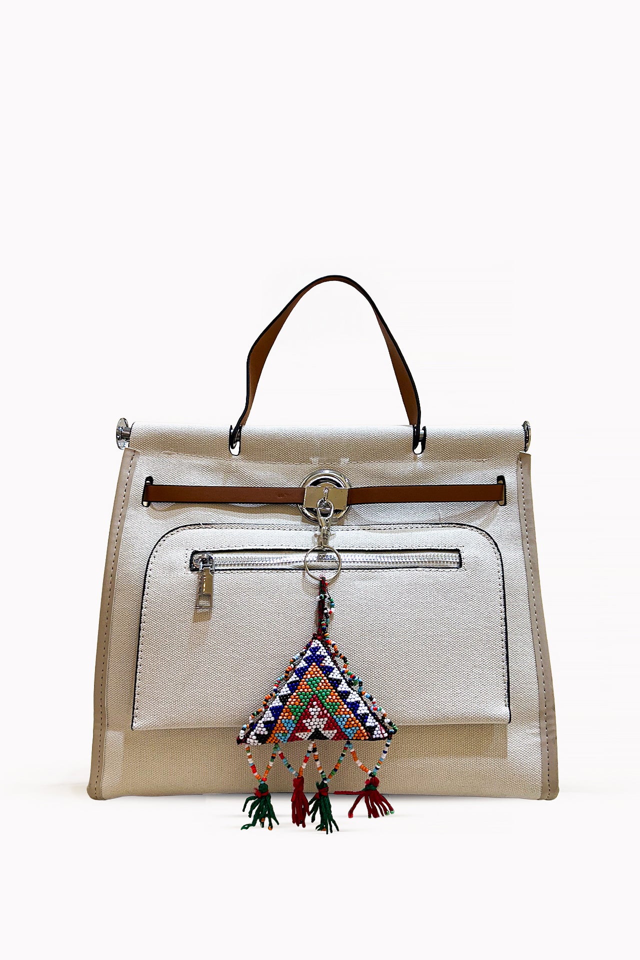 Beige Charm Handbag by Leather Boutique