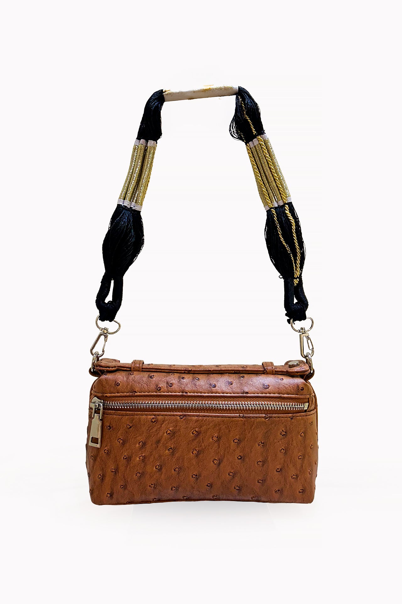 Brown Mqasab Handbag by Leather Boutique